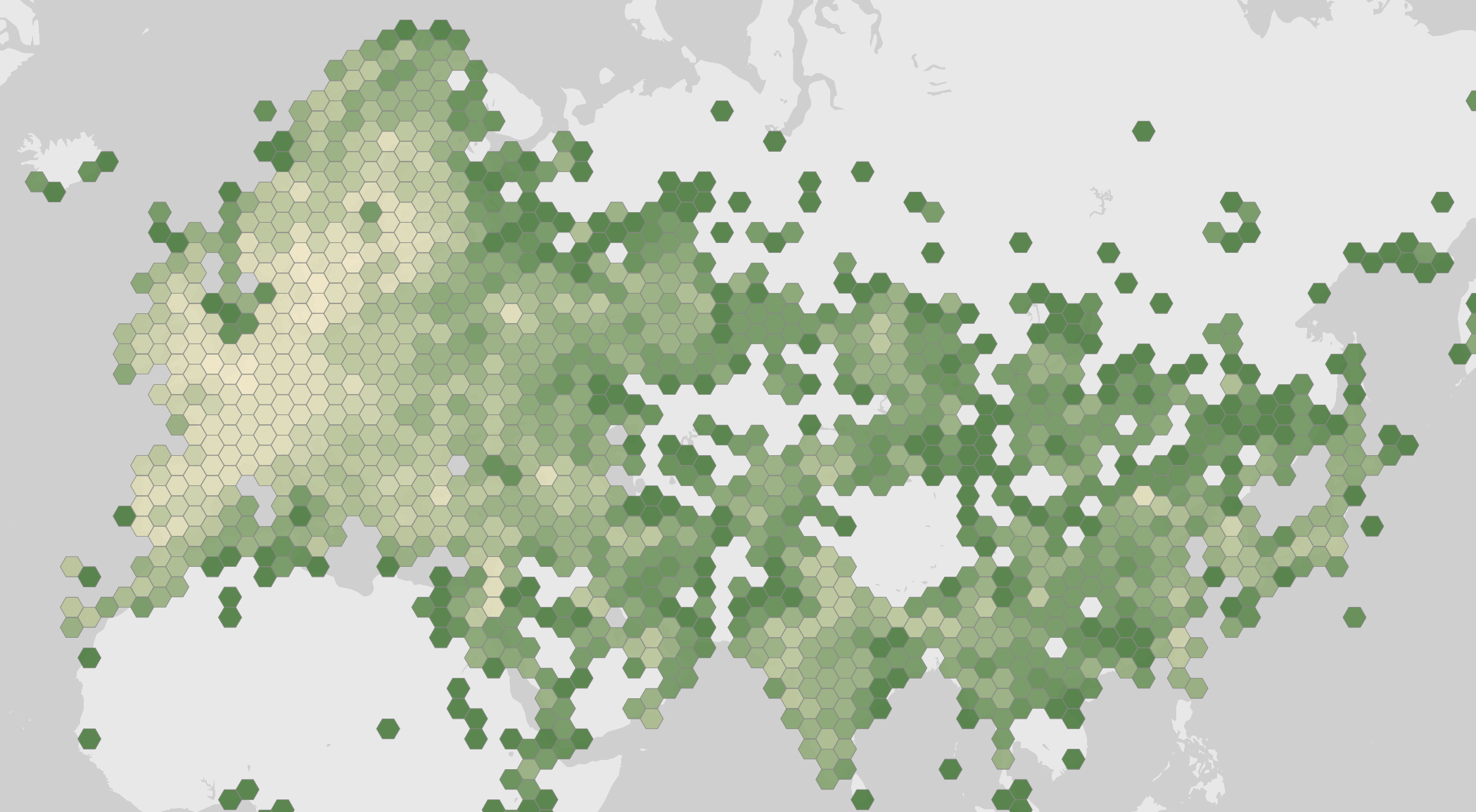 World map showing recorded occurrences of Accipiter nisus.