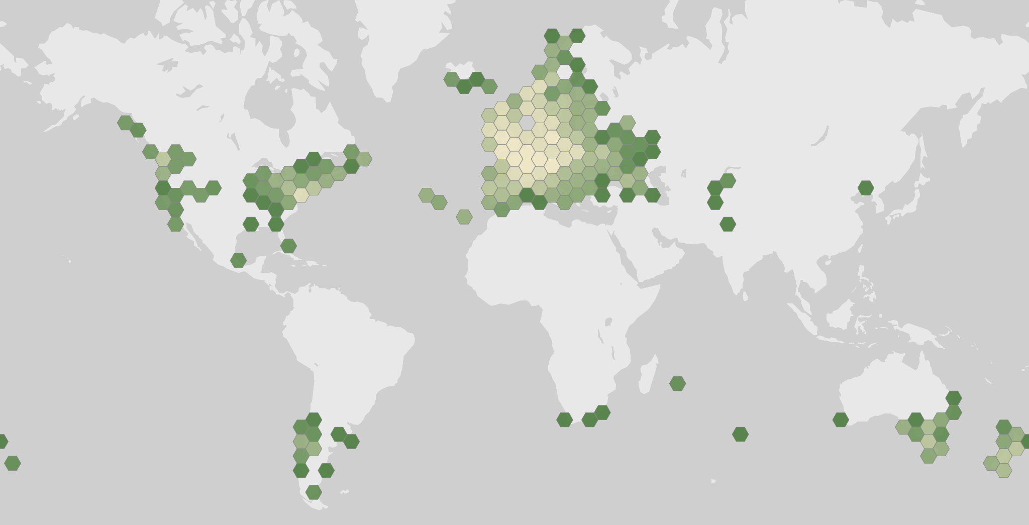 Mapa de los registros de Acer pseudoplatanus