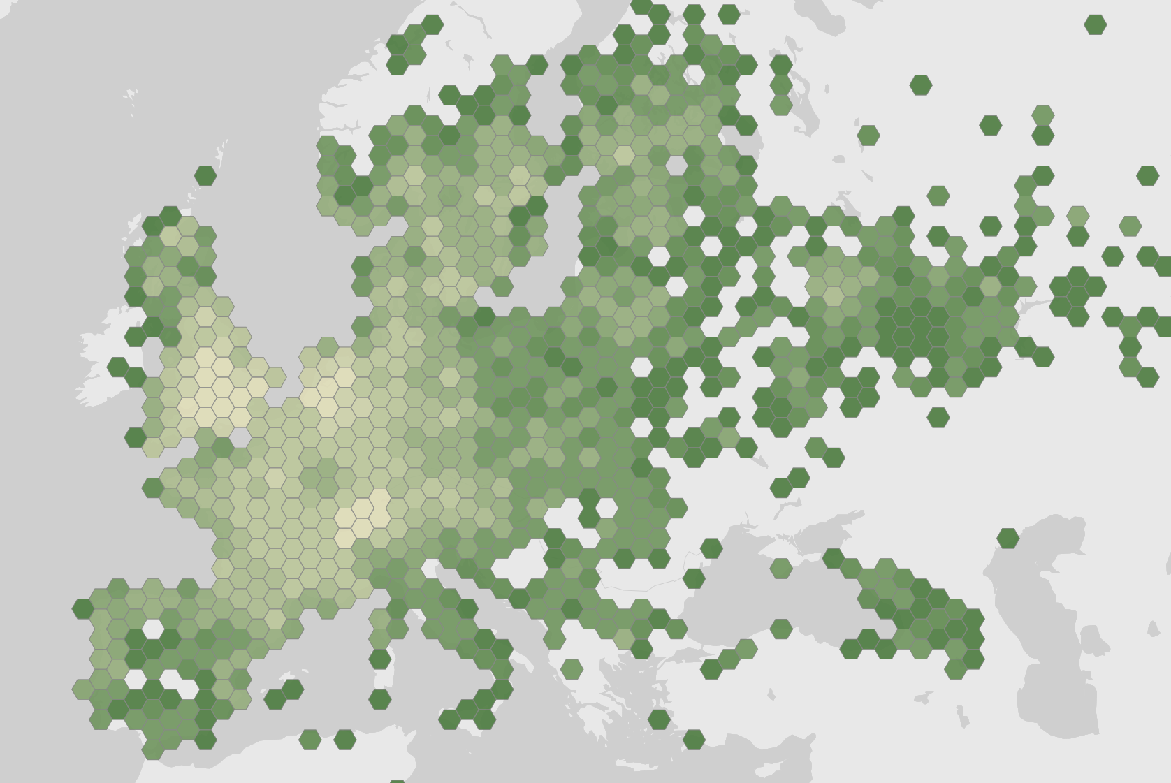 Carte des observations enregistrées de Aeshna cyanea