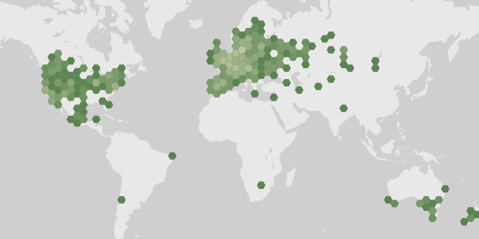 World map showing recorded occurrences of Agaricus bitorquis.
