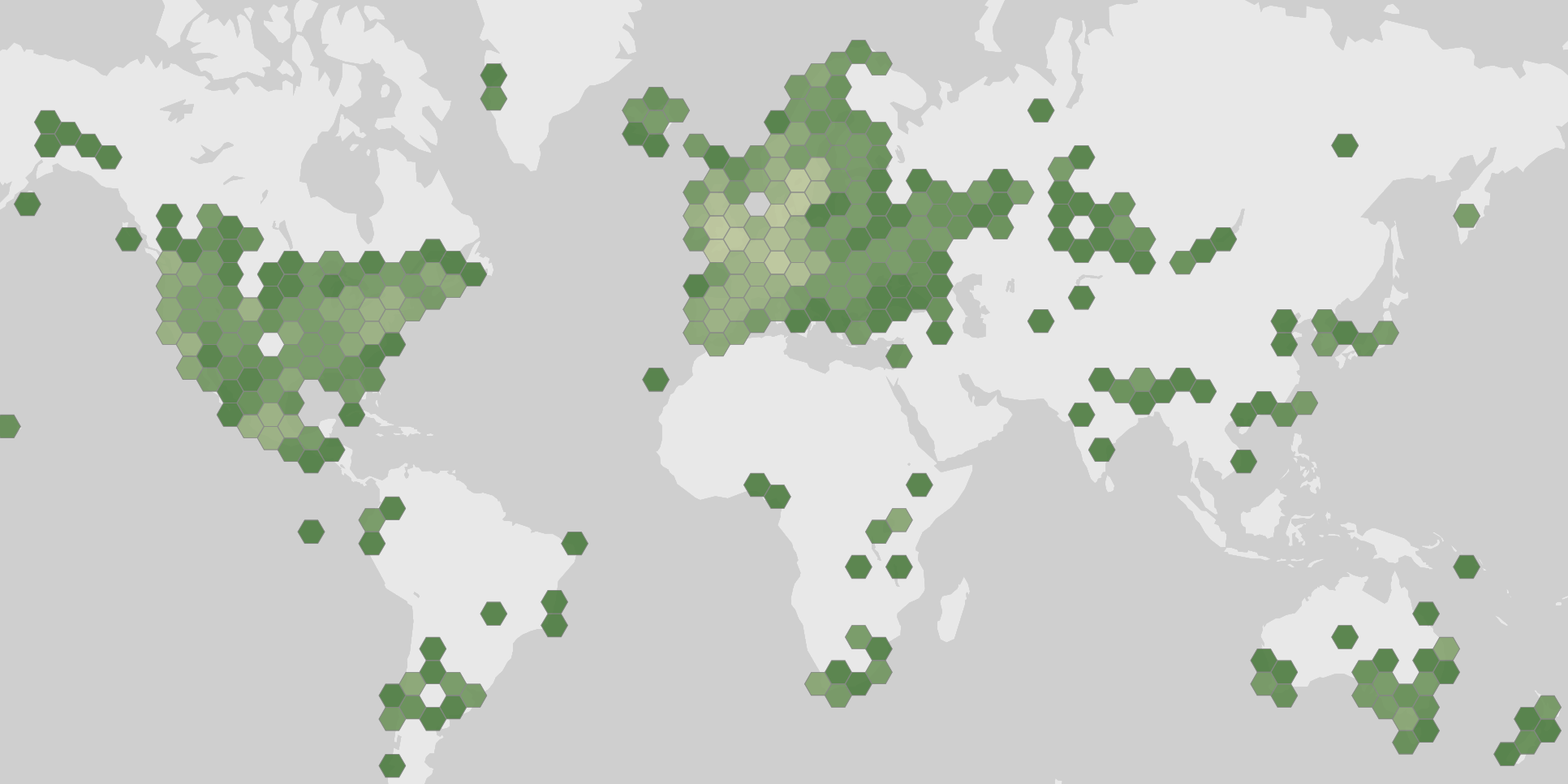 World map showing recorded occurrences of Agaricus campestris.