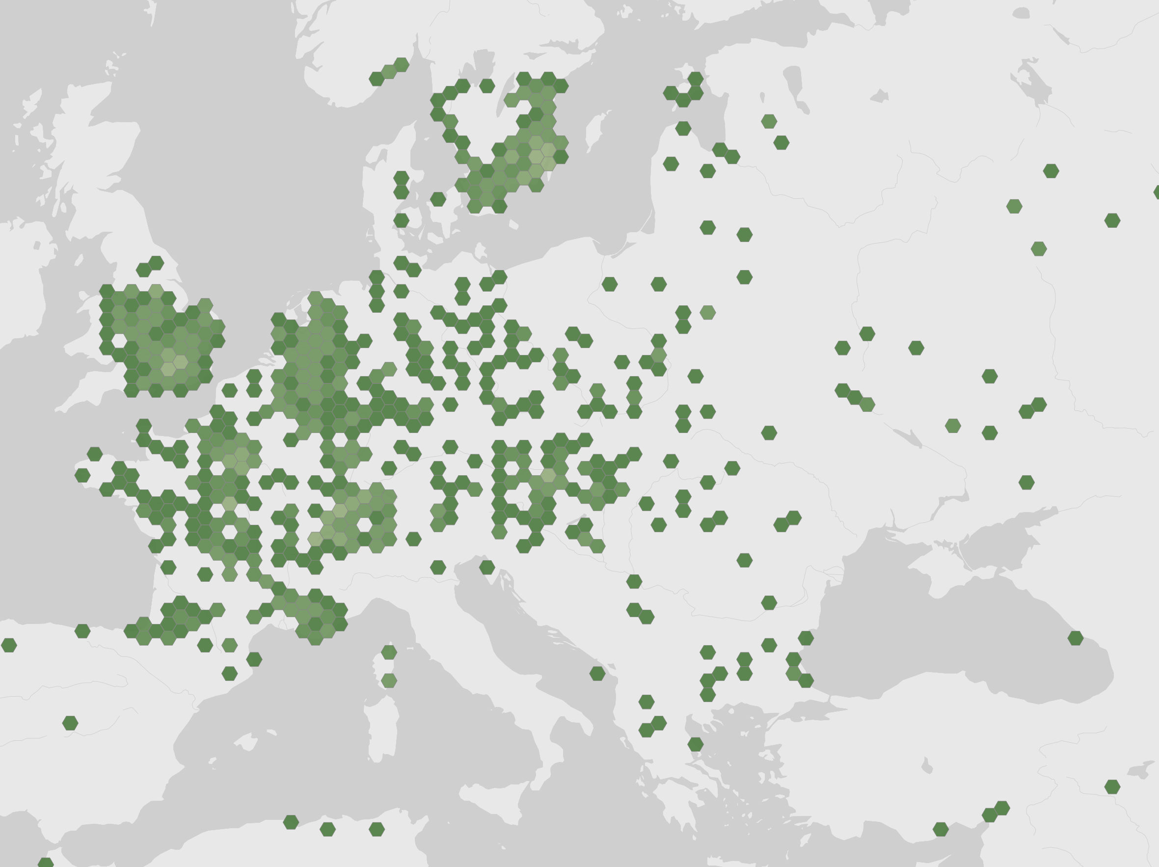 World map showing recorded occurrences of Agrilus biguttatus.