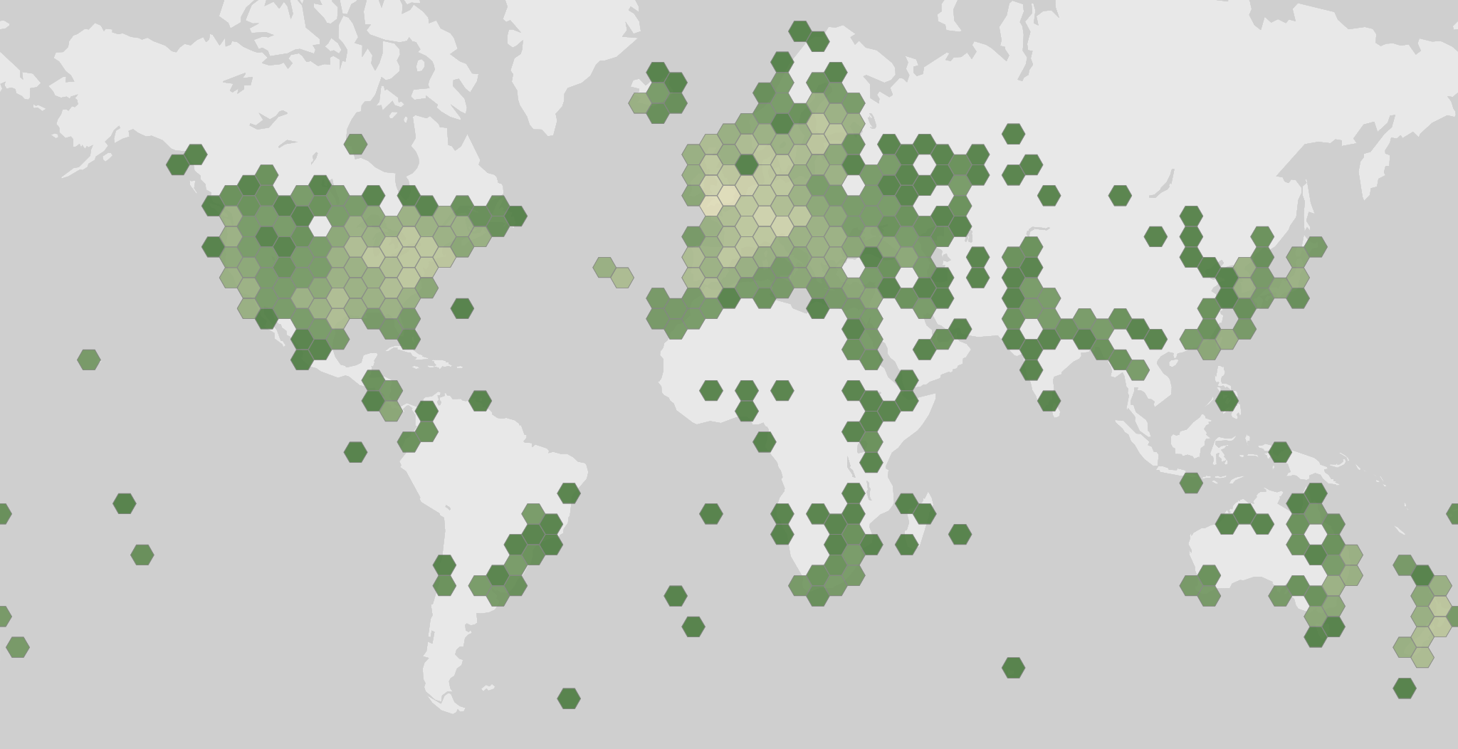 World map showing recorded occurrences of Agrotis ipsilon.