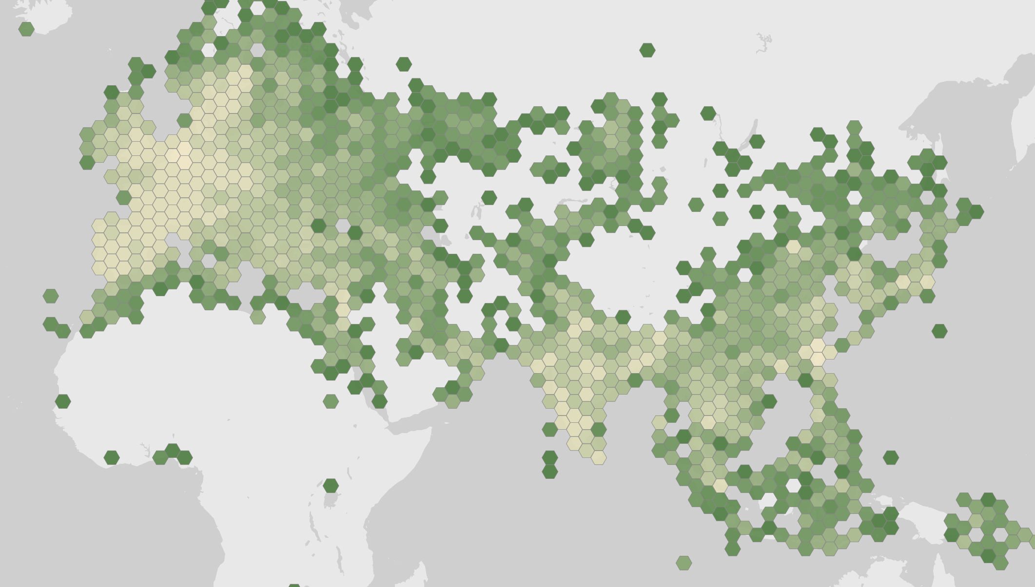 World map showing recorded occurrences of Alcedo atthis.