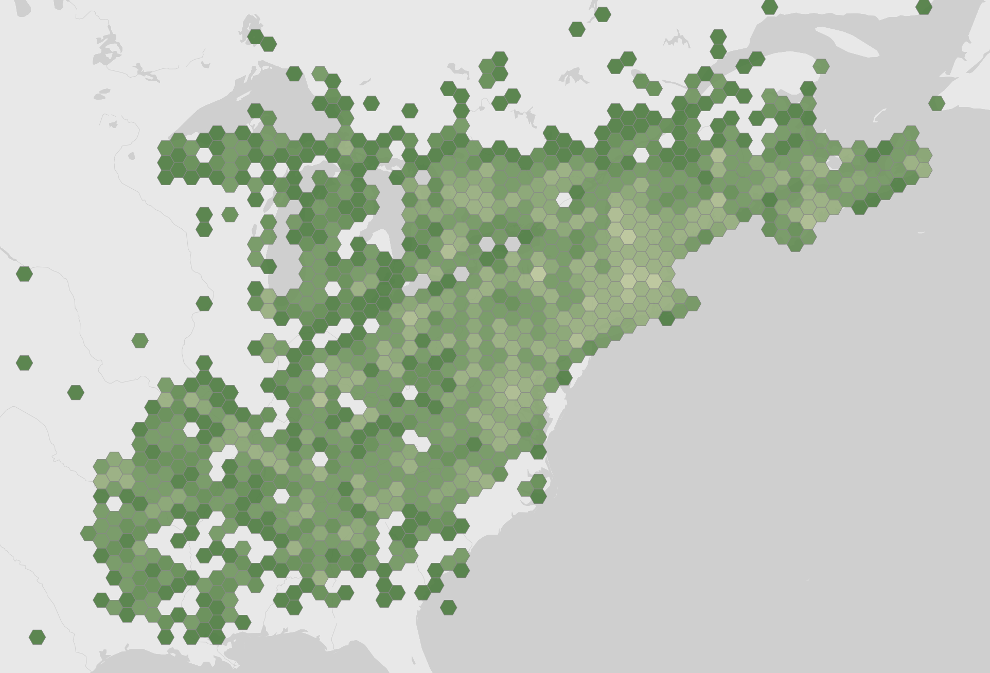 Mappa delle segnalazioni registrate di Ambystoma maculatum
