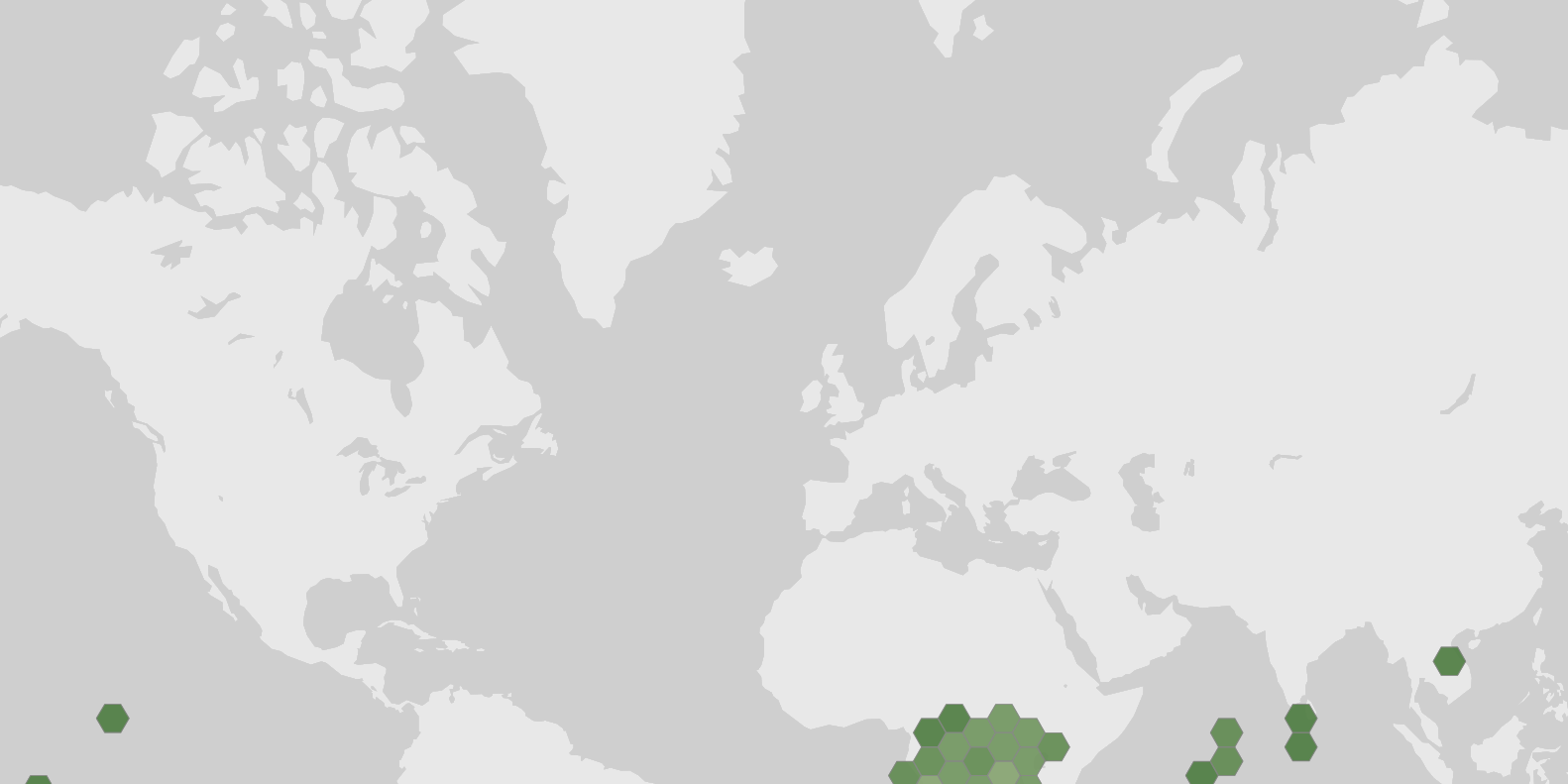 World map showing recorded occurrences of Amylostereum chailletii.