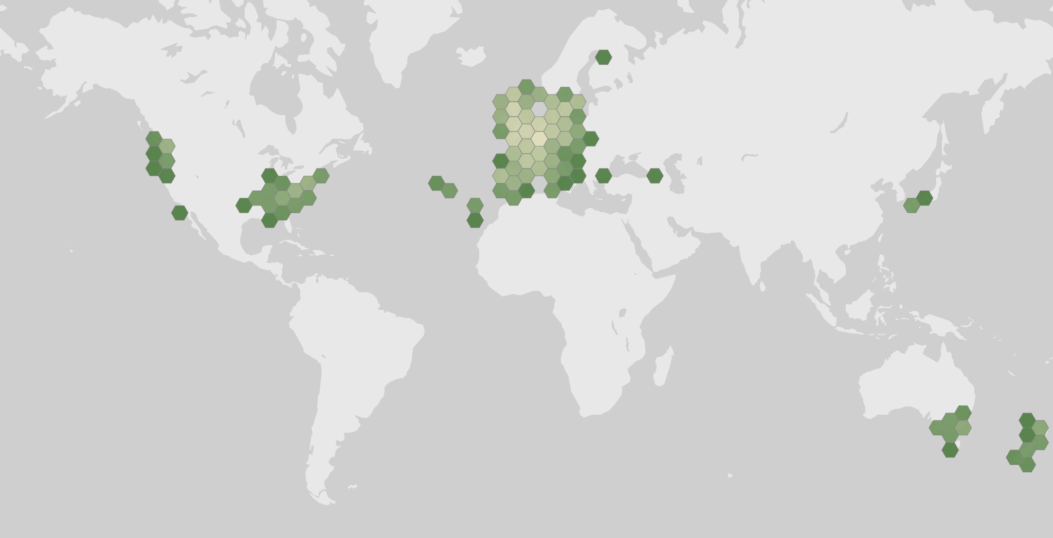 World map showing recorded occurrences of Aphanes australis.