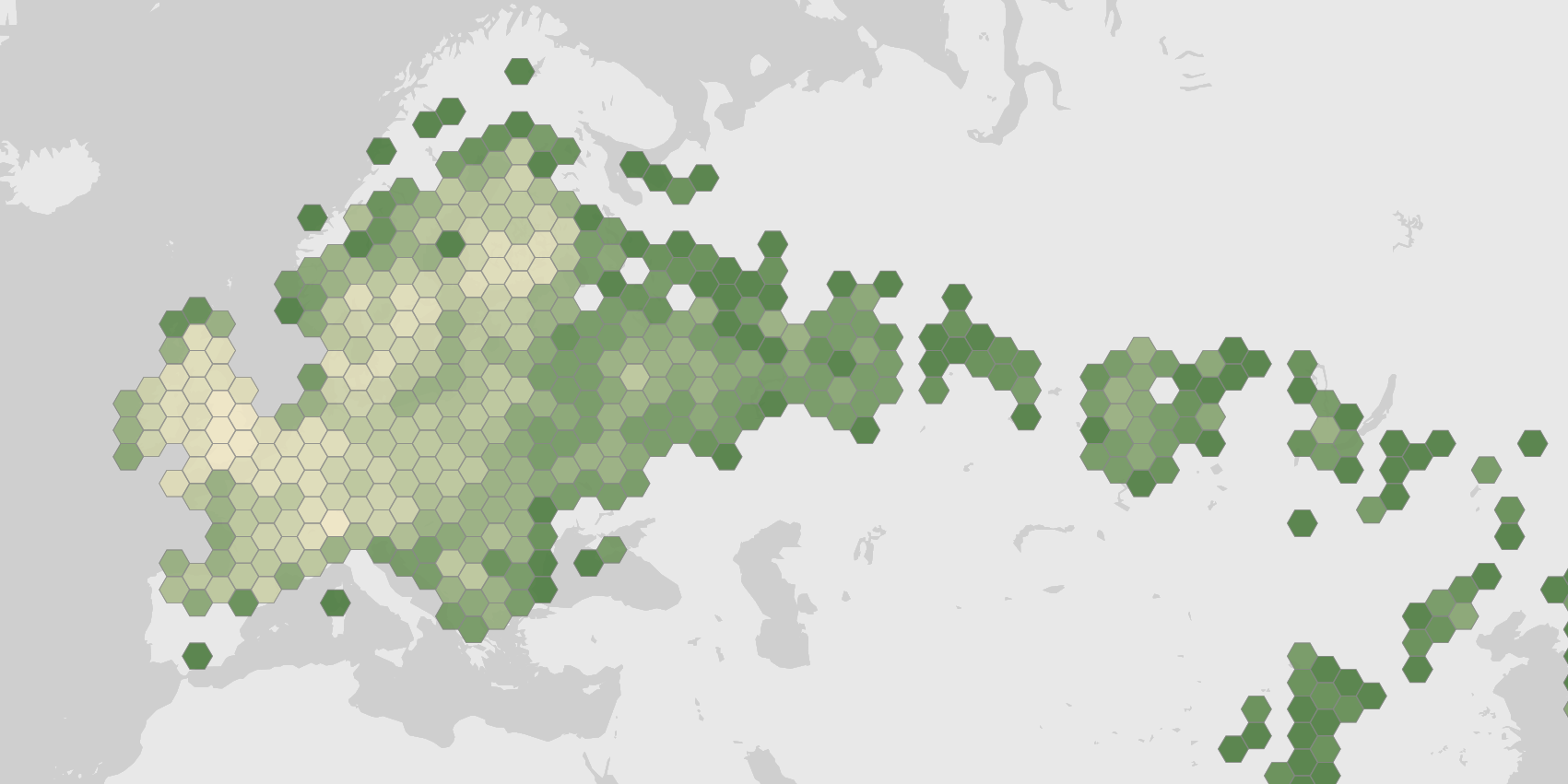 World map showing recorded occurrences of Aphantopus hyperantus.