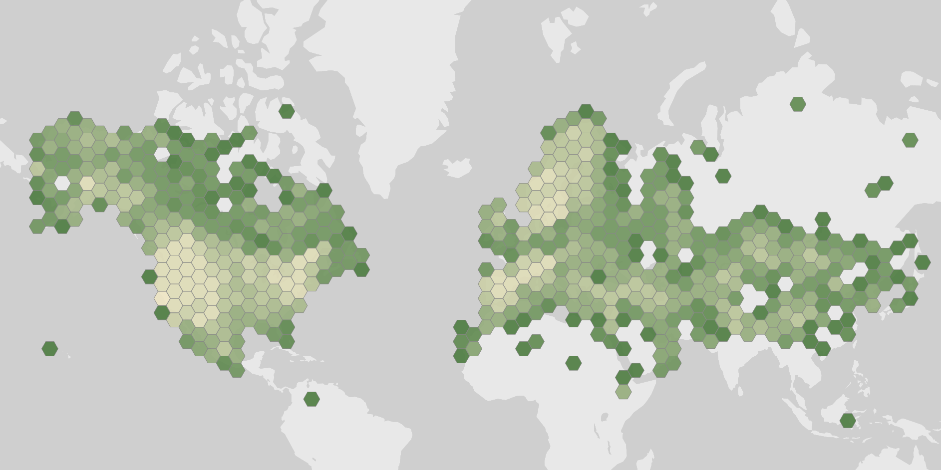 World map showing recorded occurrences of Aquila chrysaetos.