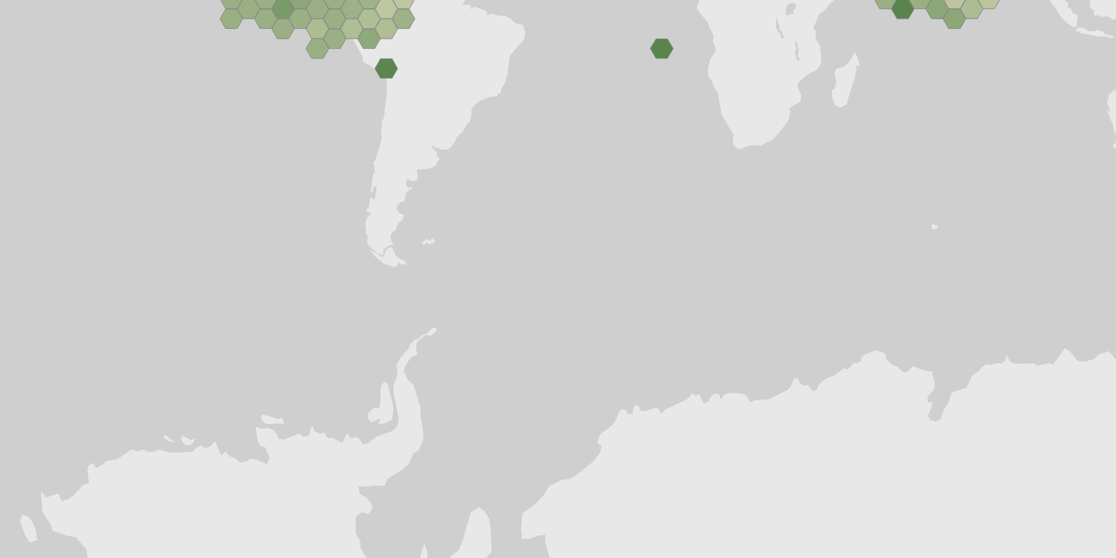 World map showing recorded occurrences of Arctocephalus gazella.