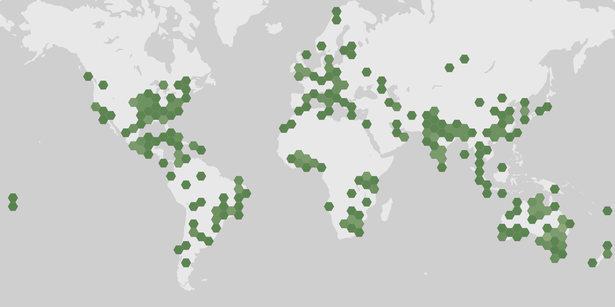 World map showing recorded occurrences of Aspergillus flavus.