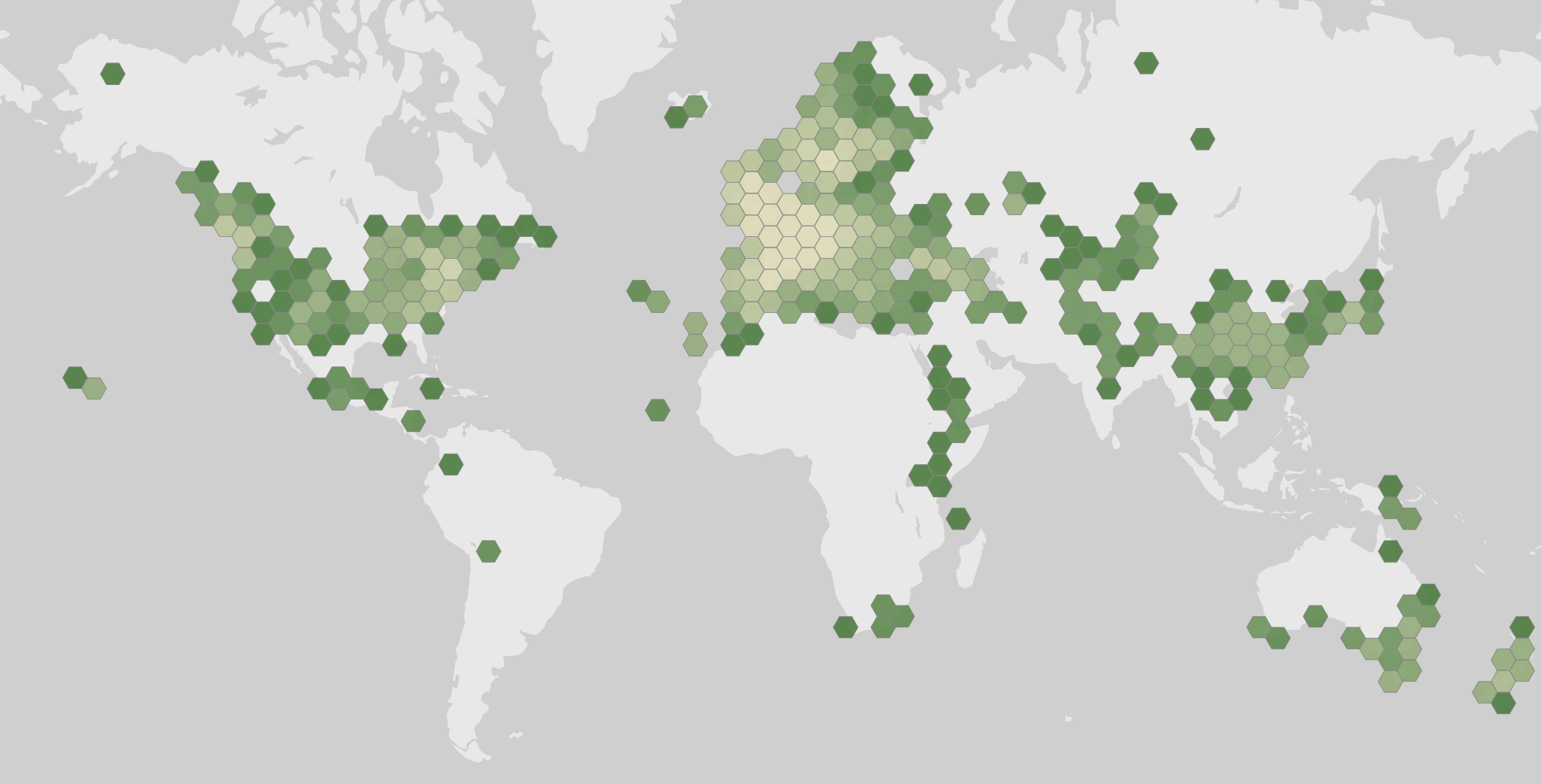 World map showing recorded occurrences of Asplenium trichomanes.