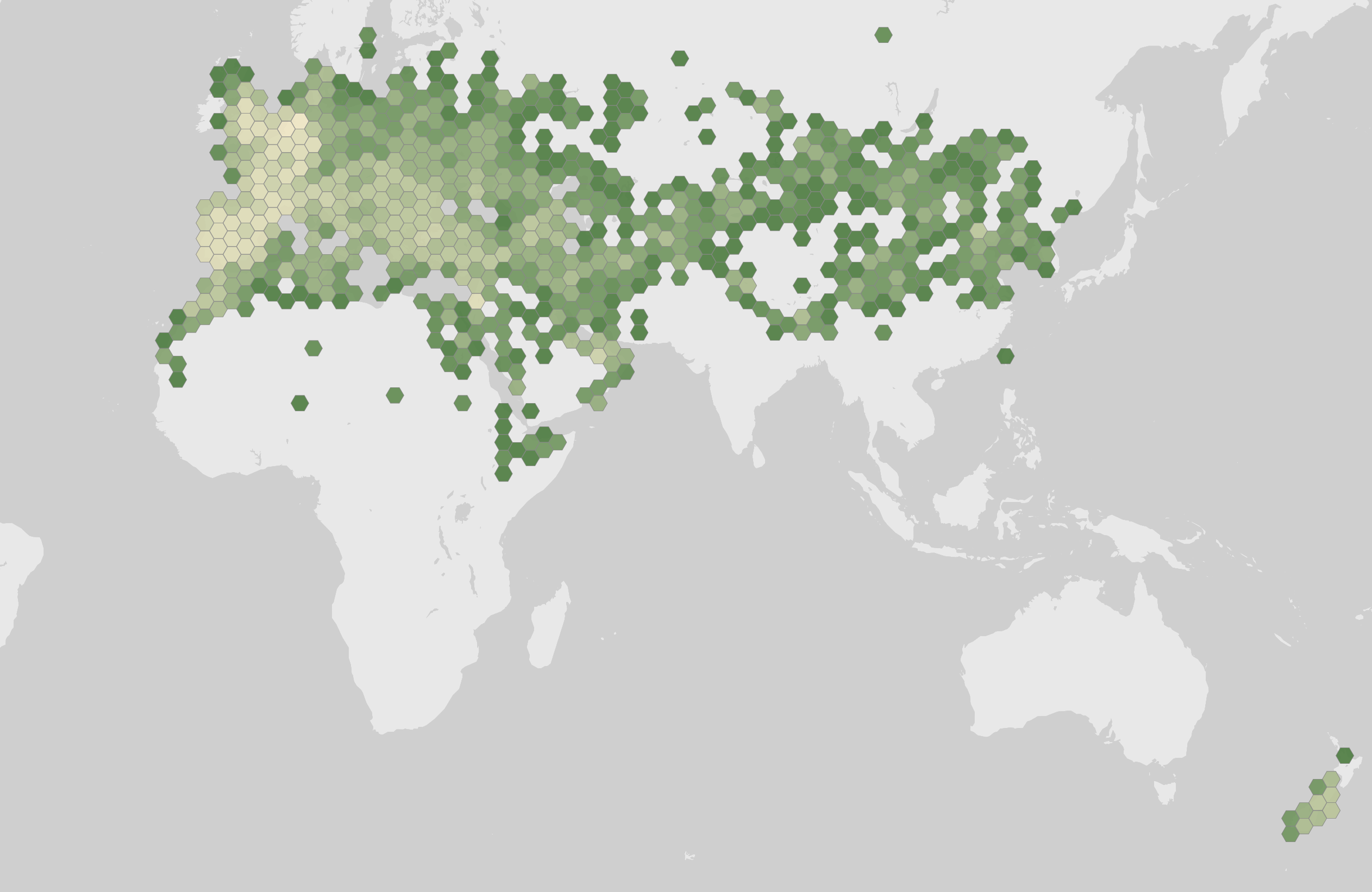 World map showing recorded occurrences of Athene noctua.