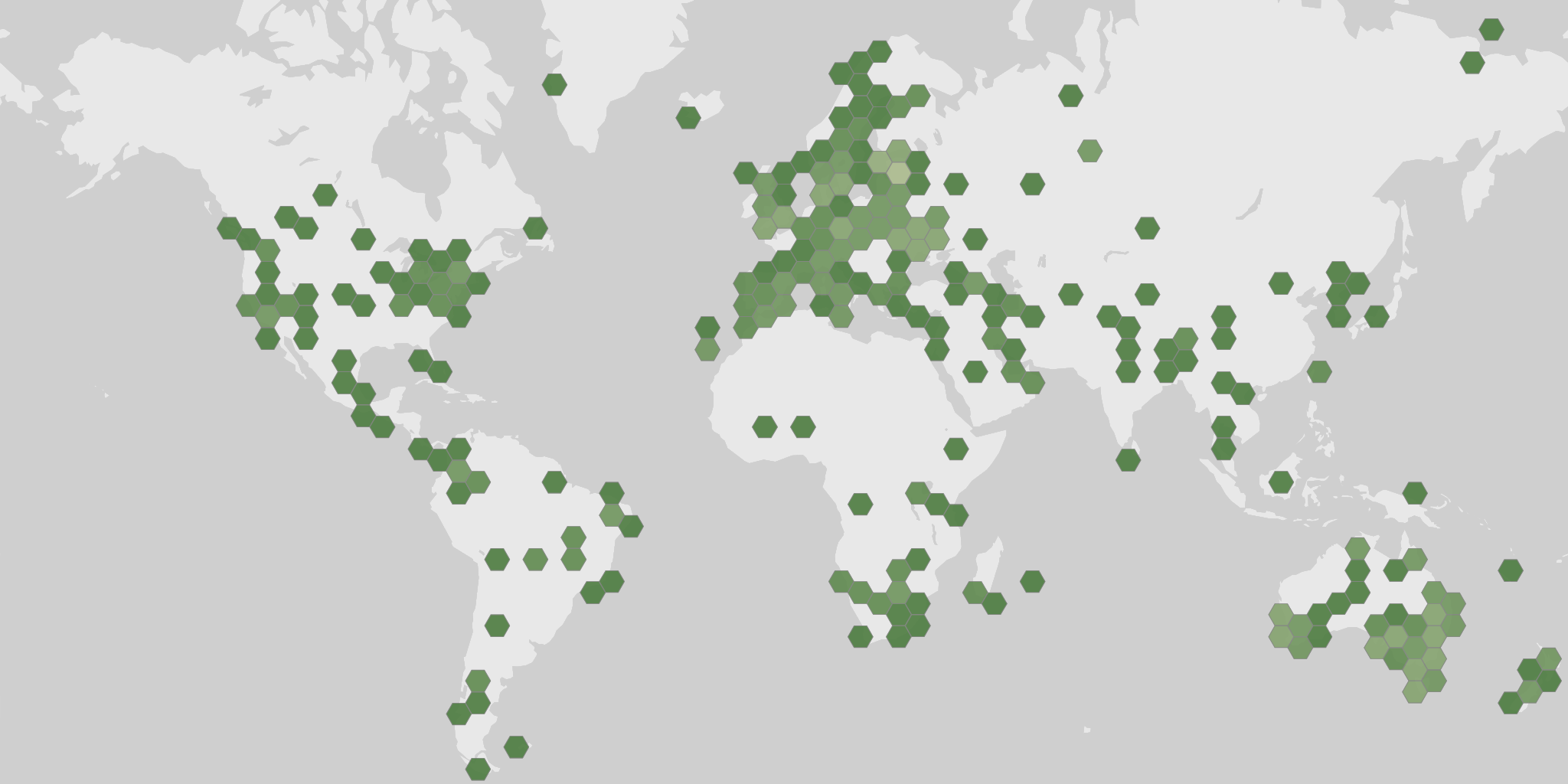 World map showing recorded occurrences of Aureobasidium pullulans.