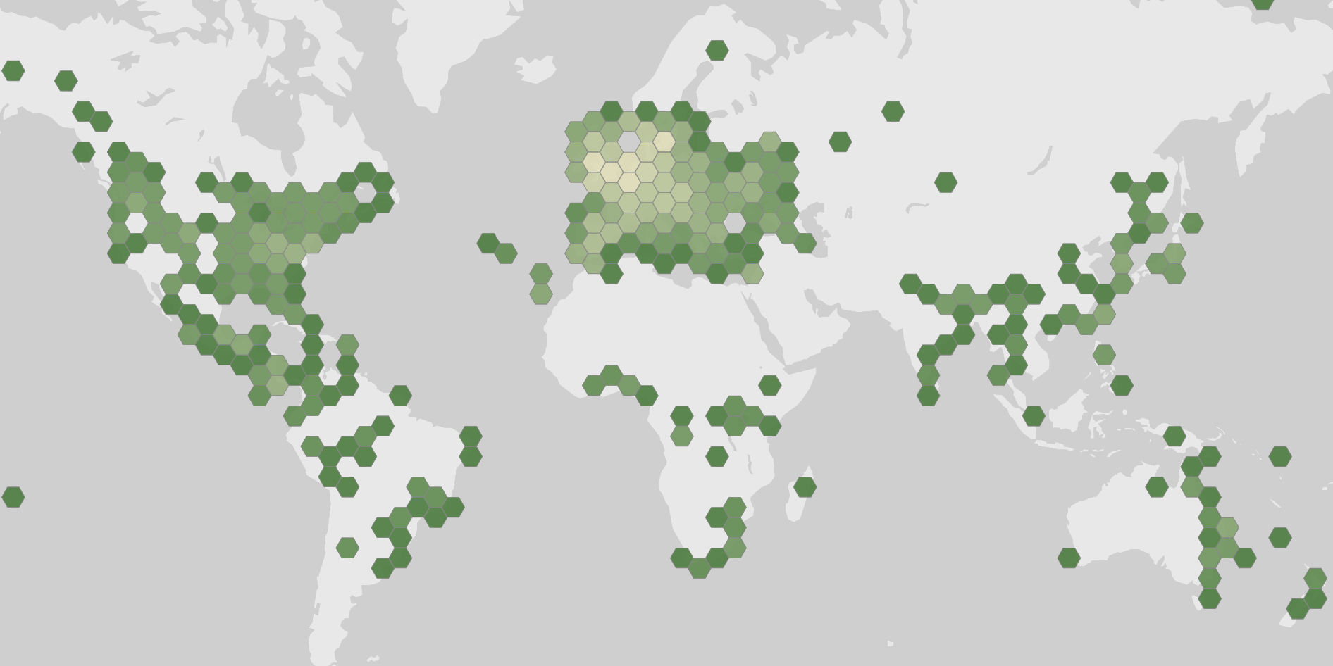 Mapa de los registros de Auricularia auricula-judae