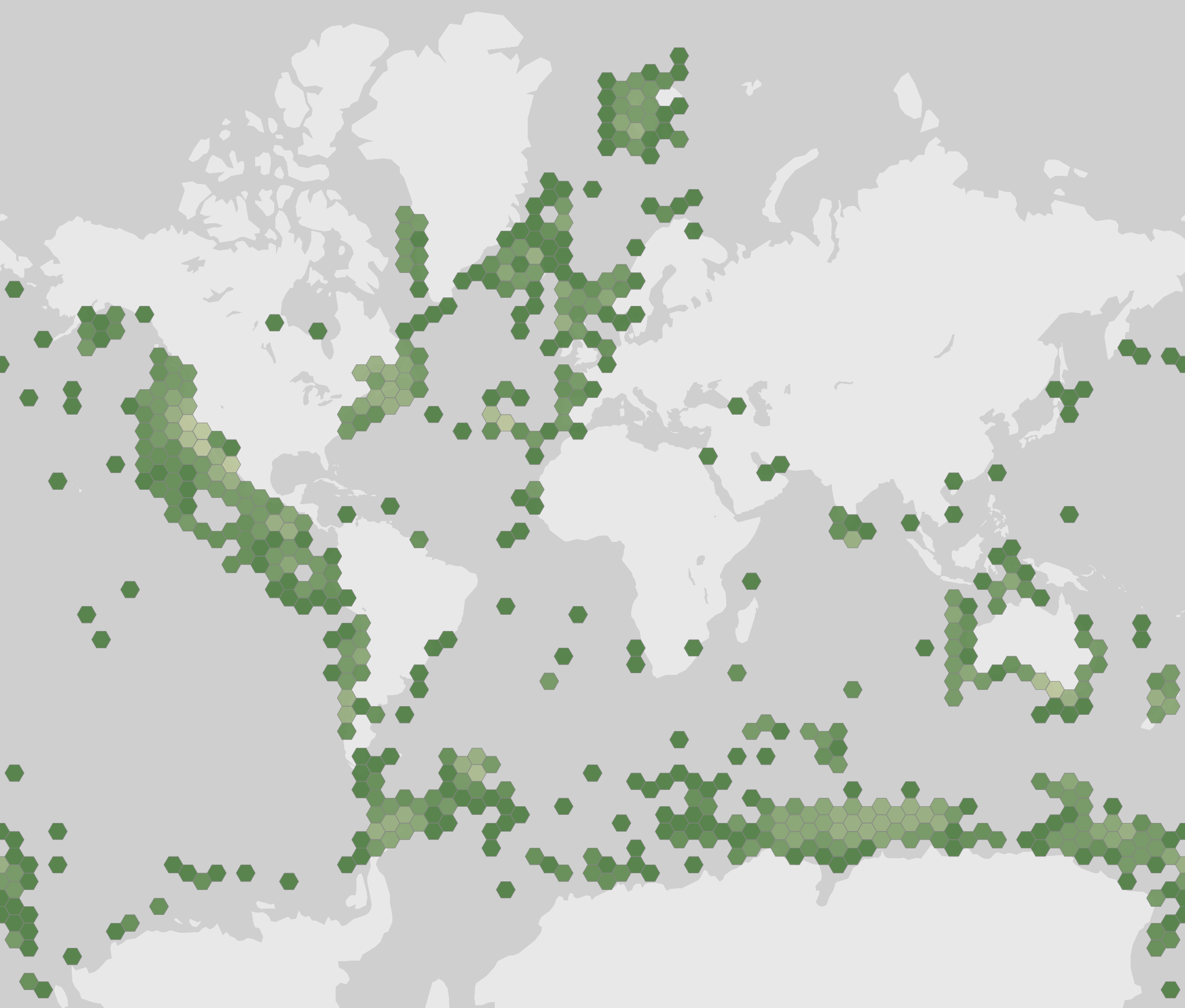 Carte des observations enregistrées de Balaenoptera musculus