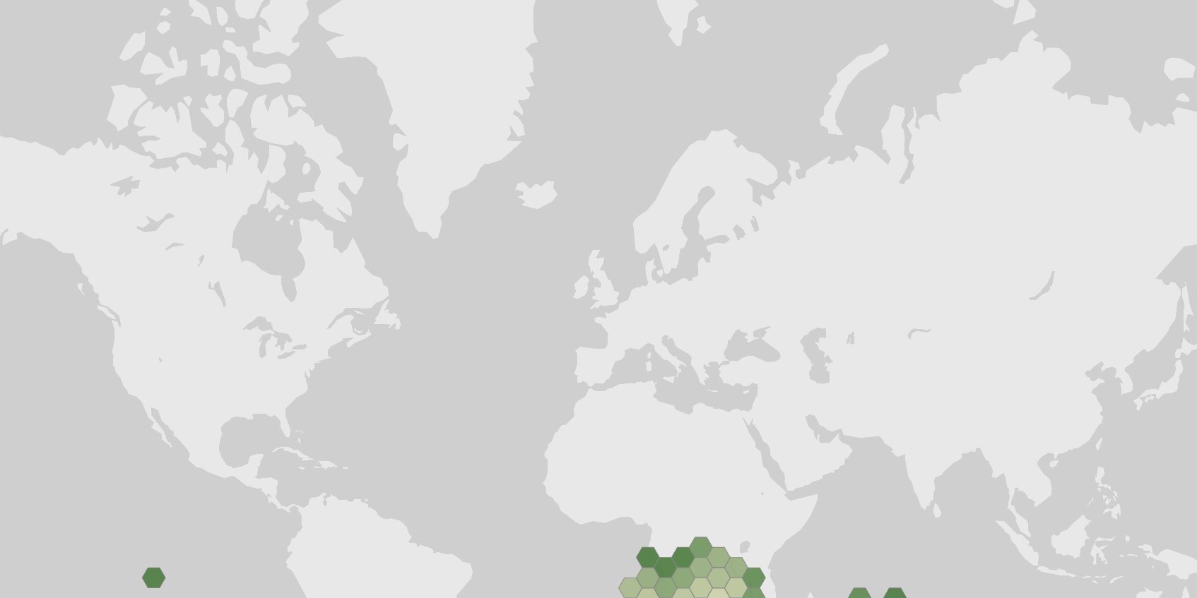 World map showing recorded occurrences of Biston betularia.