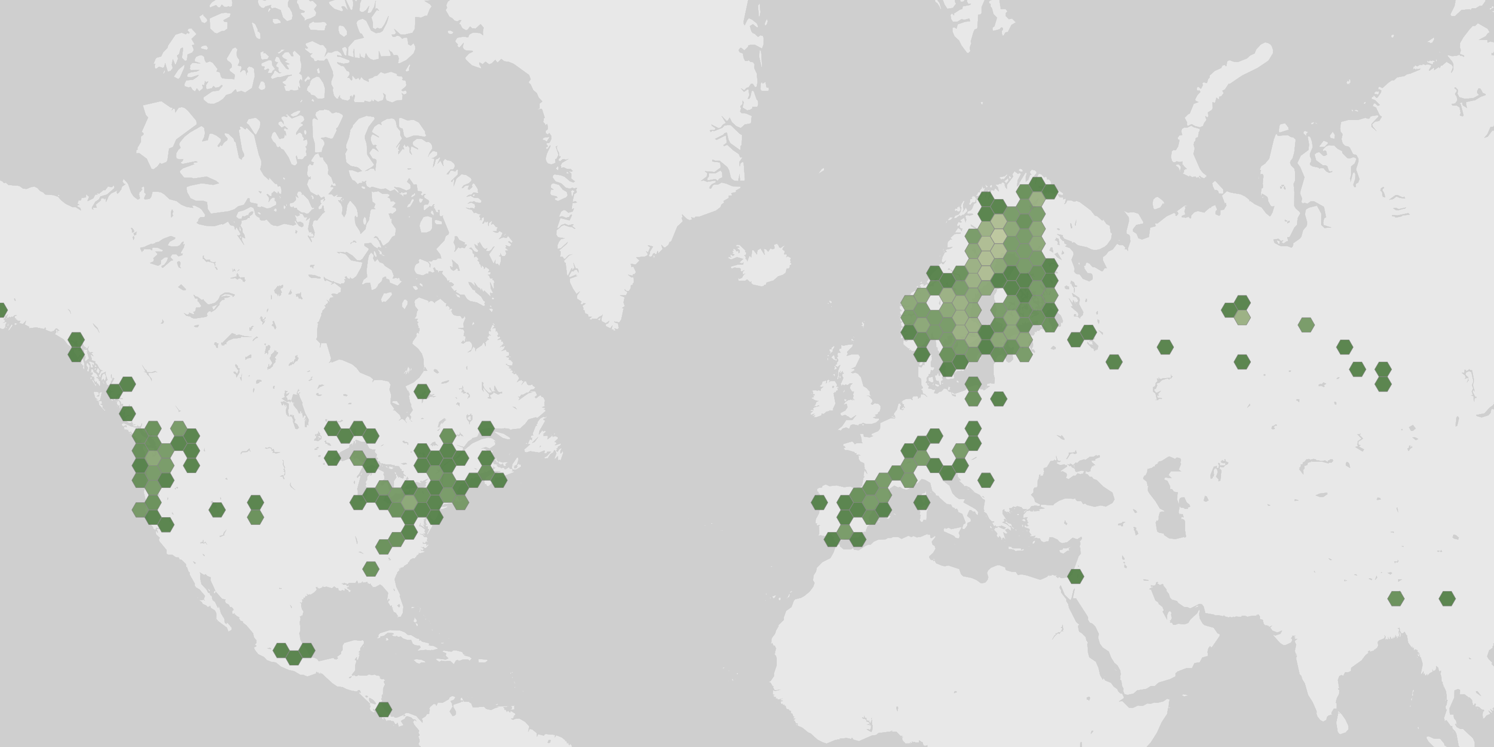 World map showing recorded occurrences of Boletopsis grisea.