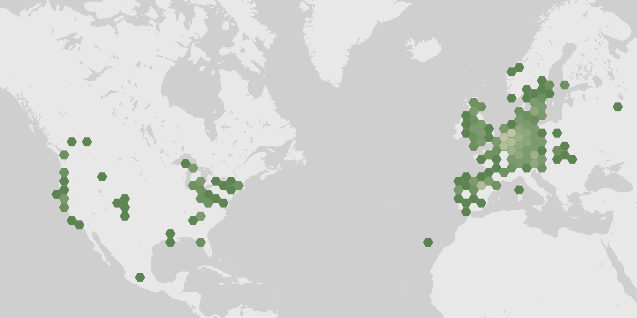 World map showing recorded occurrences of Boletus erythropus.
