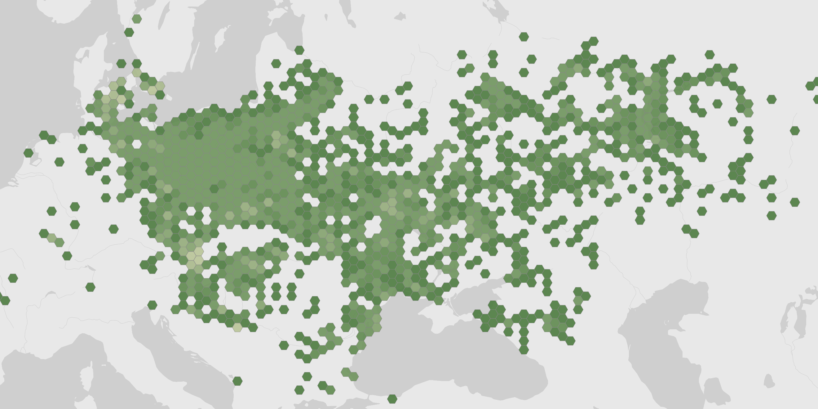 World map showing recorded occurrences of Bombina bombina.