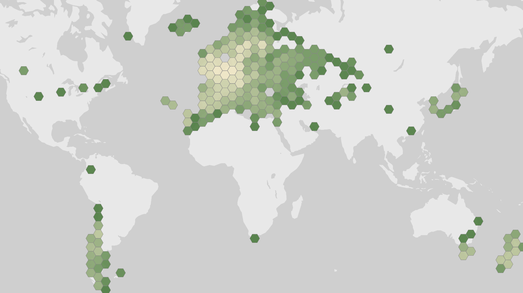 Mapa de los registros de Bombus terrestris