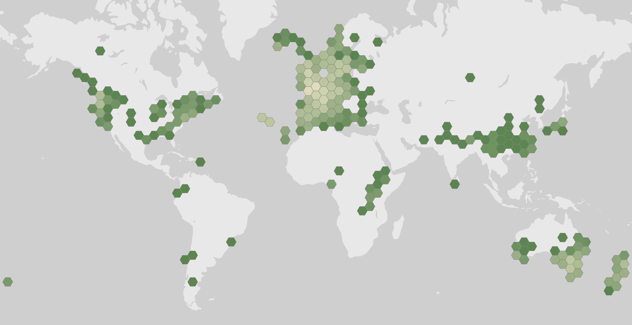World map showing recorded occurrences of Callitriche stagnalis.