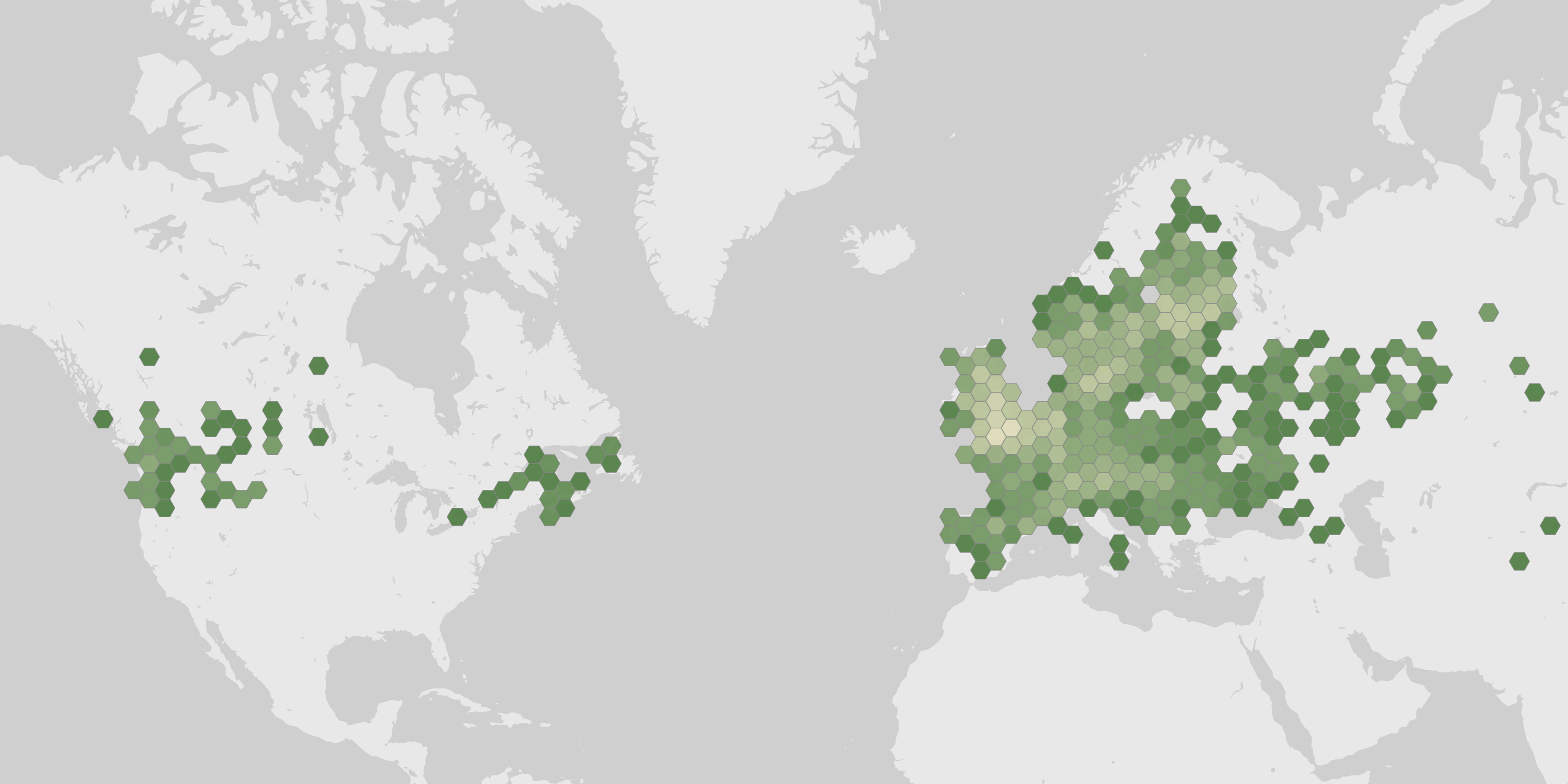World map showing recorded occurrences of Caradrina morpheus.