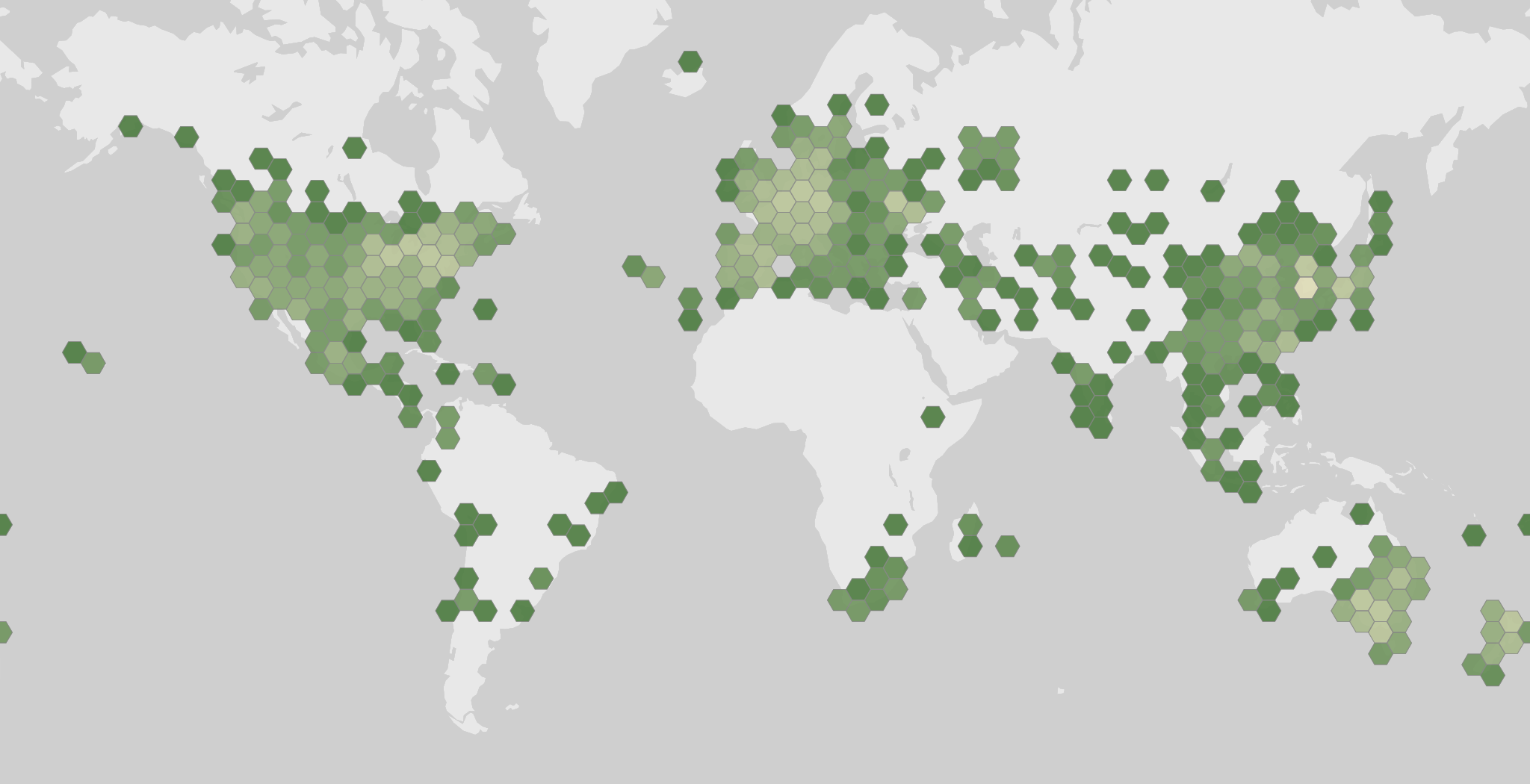 World map showing recorded occurrences of Carassius auratus.