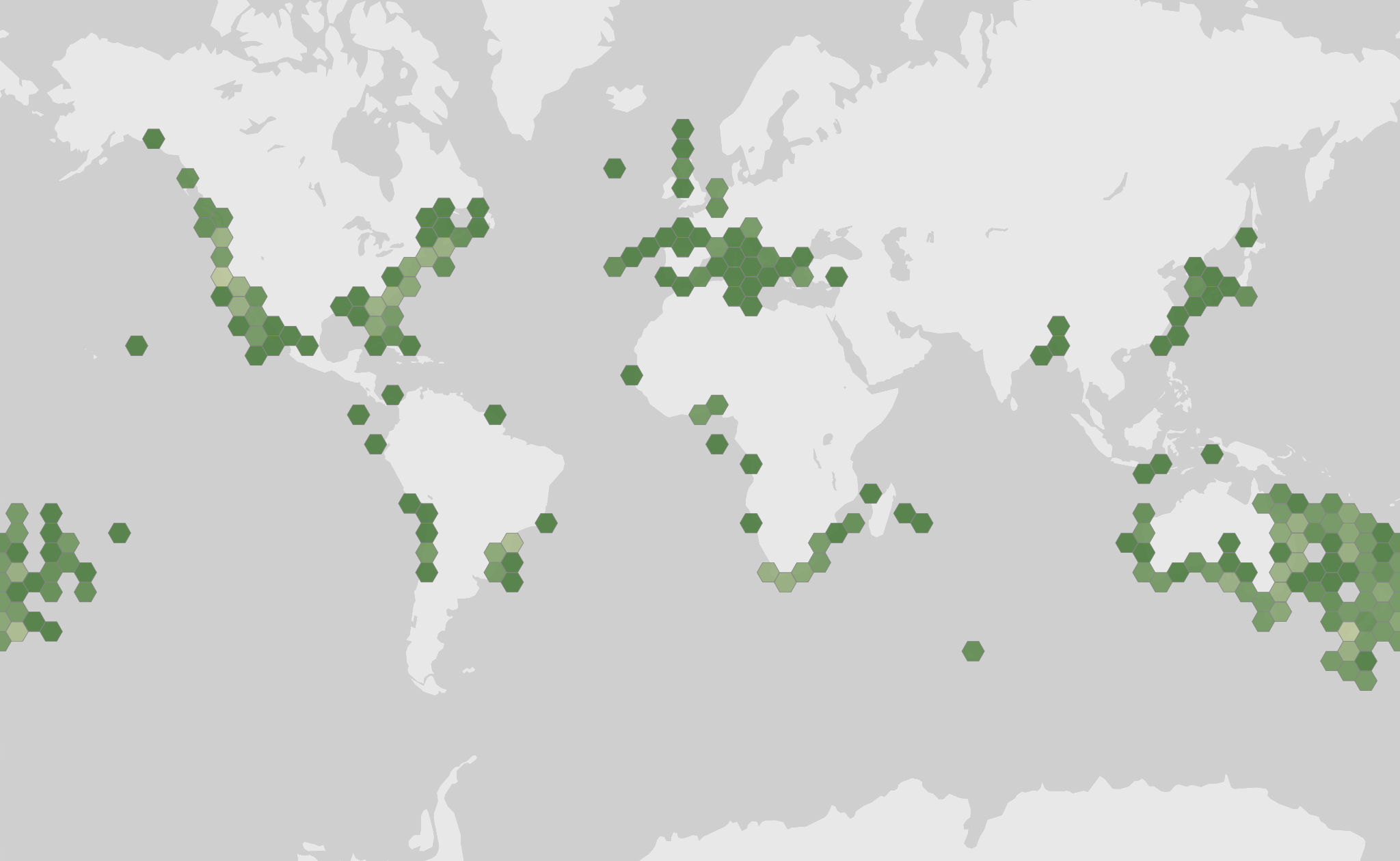 Mappa delle segnalazioni registrate di Carcharodon carcharias
