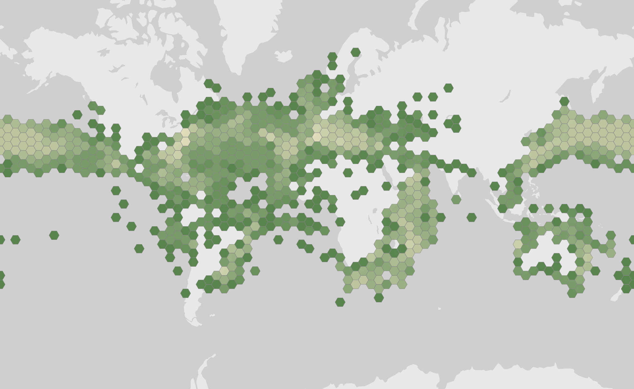 World map showing recorded occurrences of Caretta caretta.