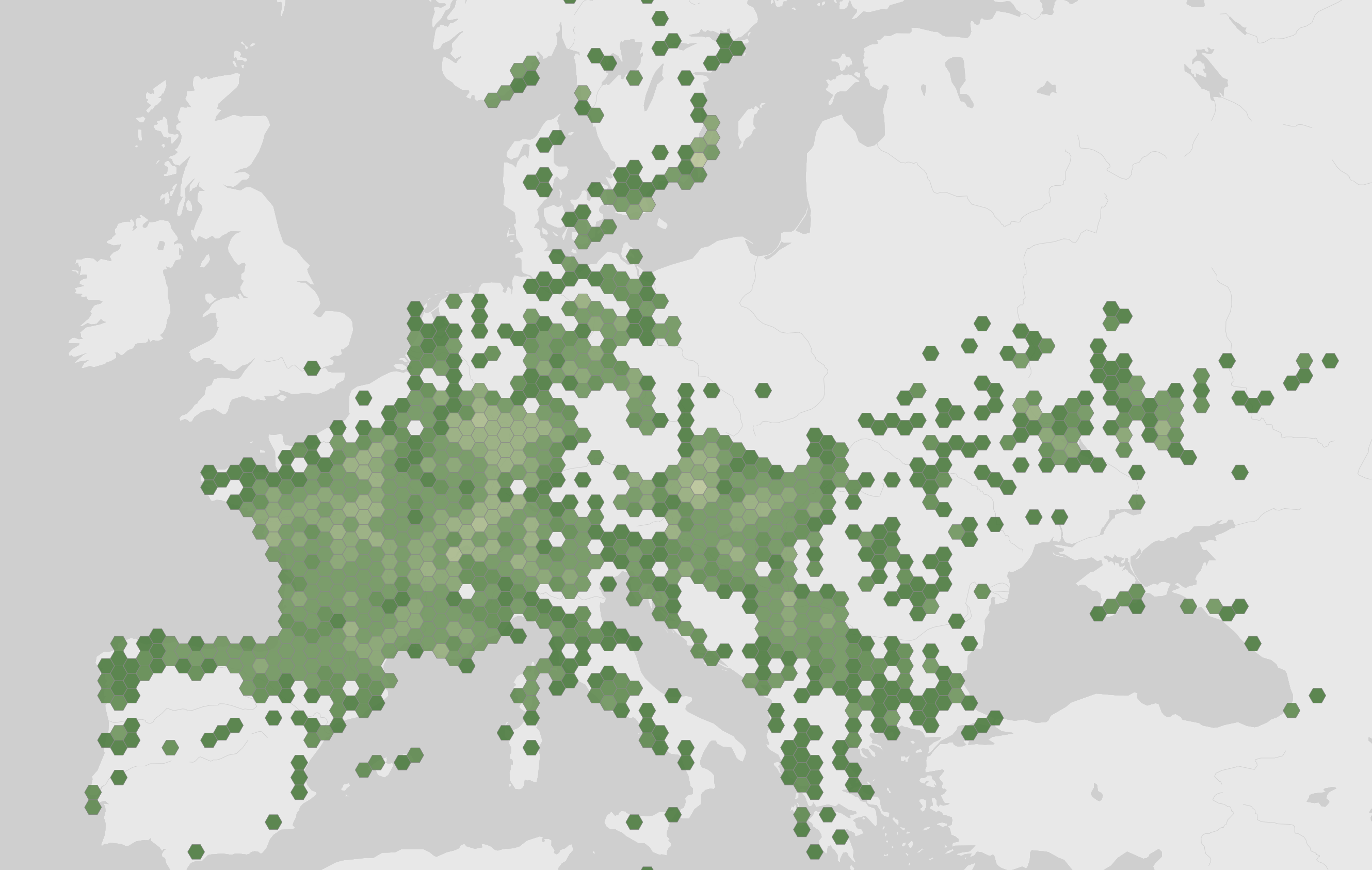 World map showing recorded occurrences of Cerambyx scopolii.