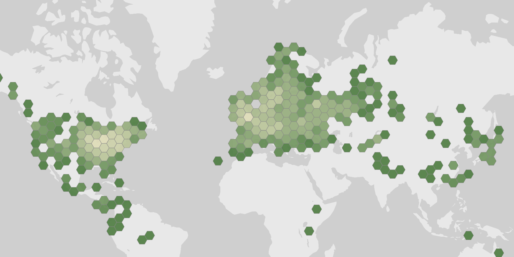 World map showing recorded occurrences of Cerioporus squamosus.