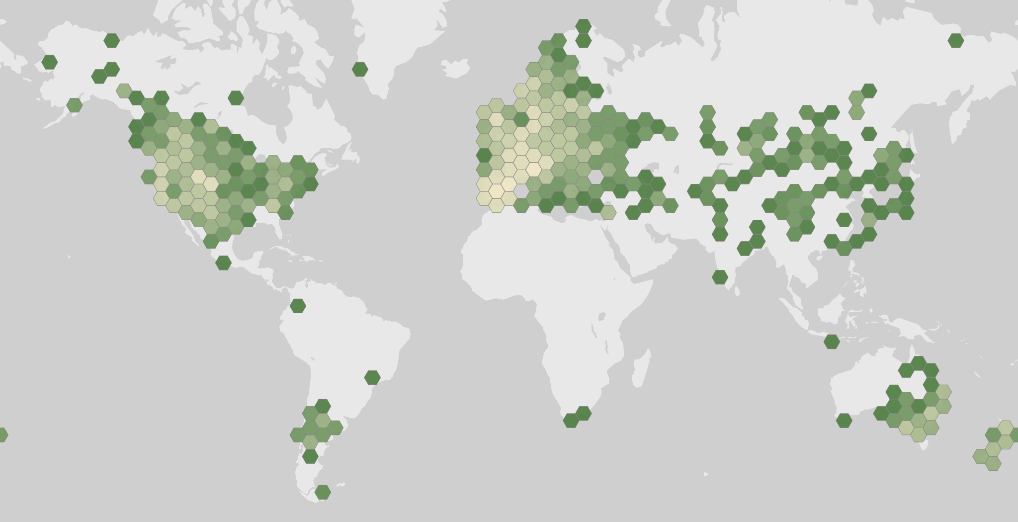 Carte des observations enregistrées de Cervus elaphus