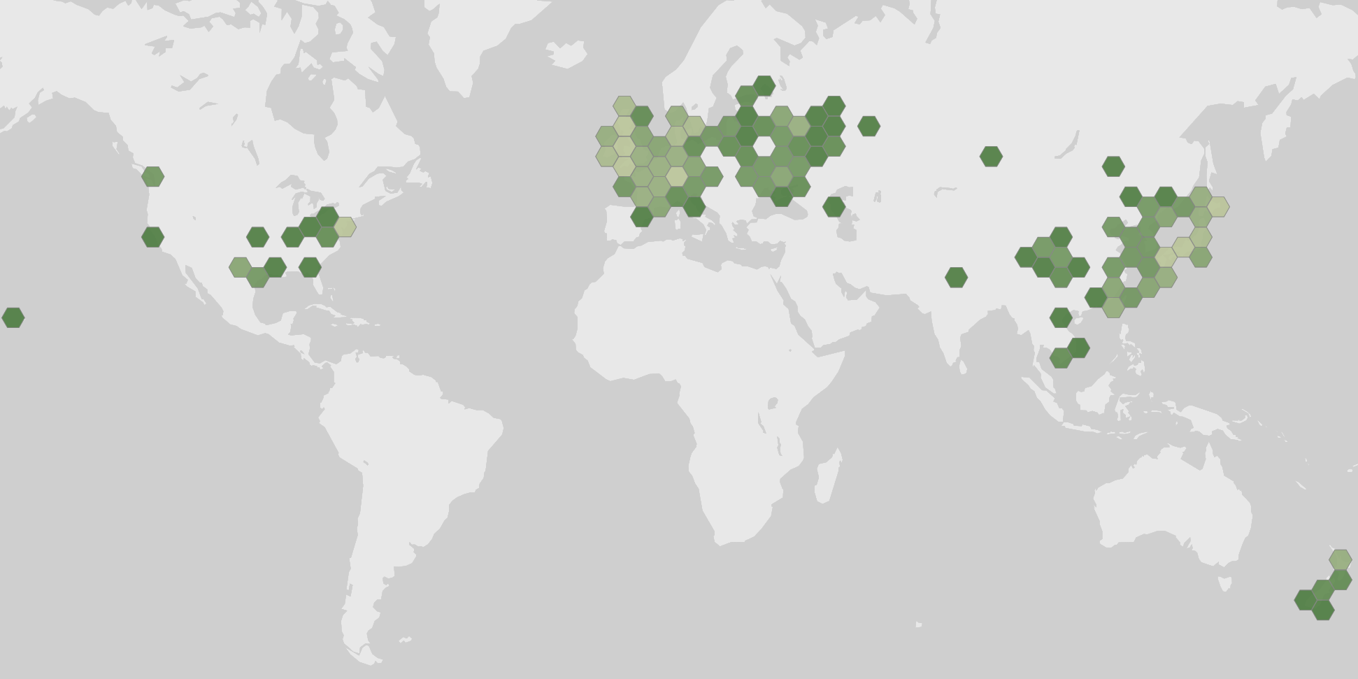 Mapa de los registros de Cervus nippon