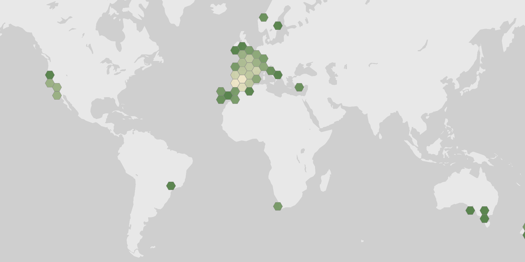 World map showing recorded occurrences of Cistus ladanifer.