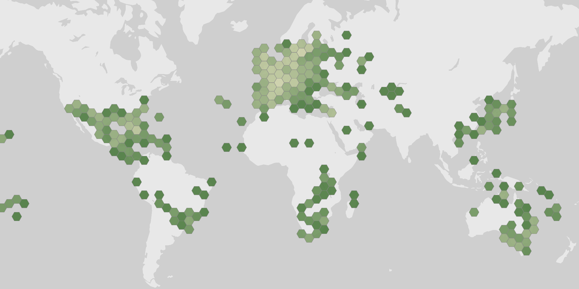 World map showing recorded occurrences of Cladium mariscus.