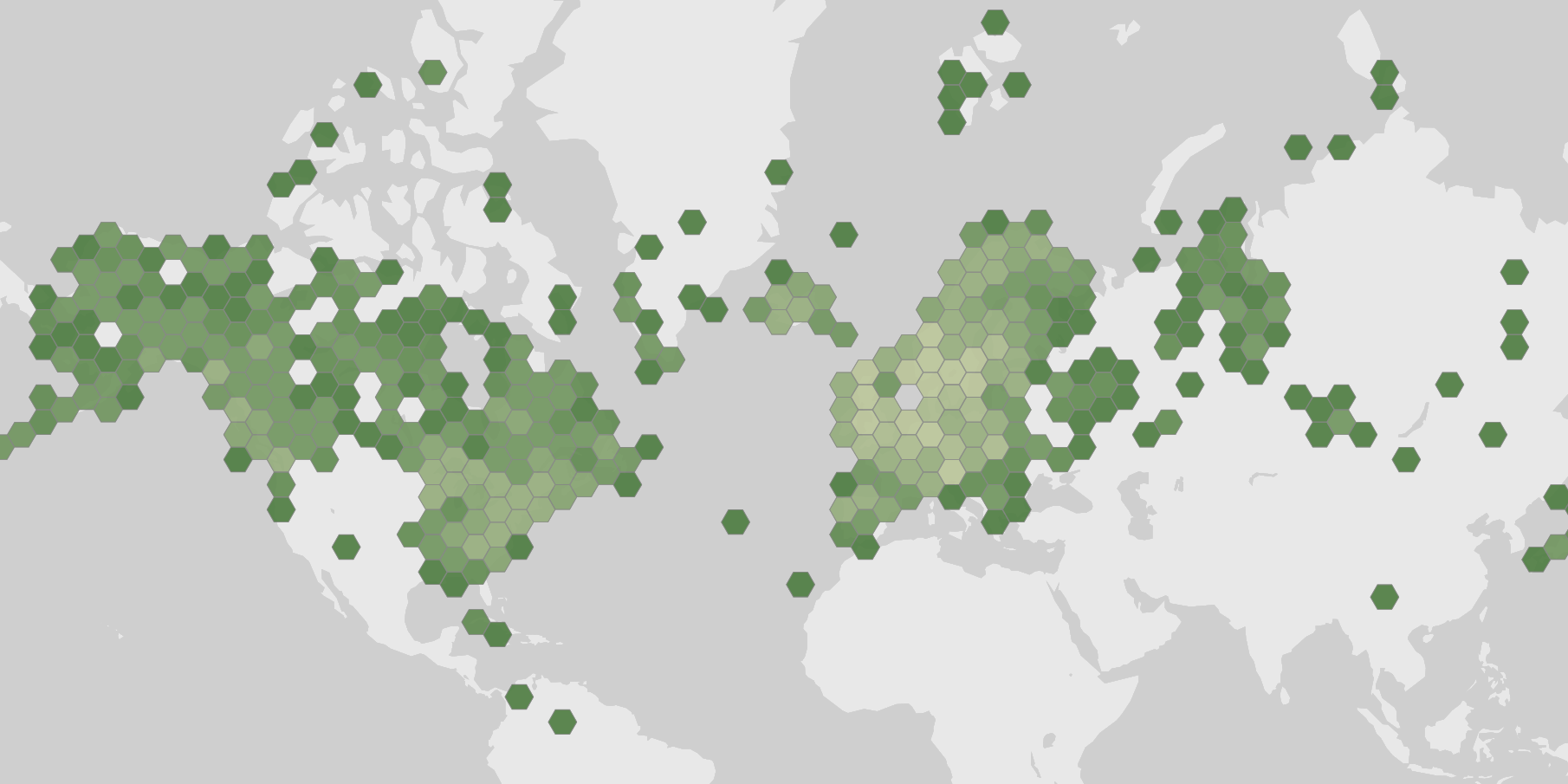 World map showing recorded occurrences of Cladonia uncialis.