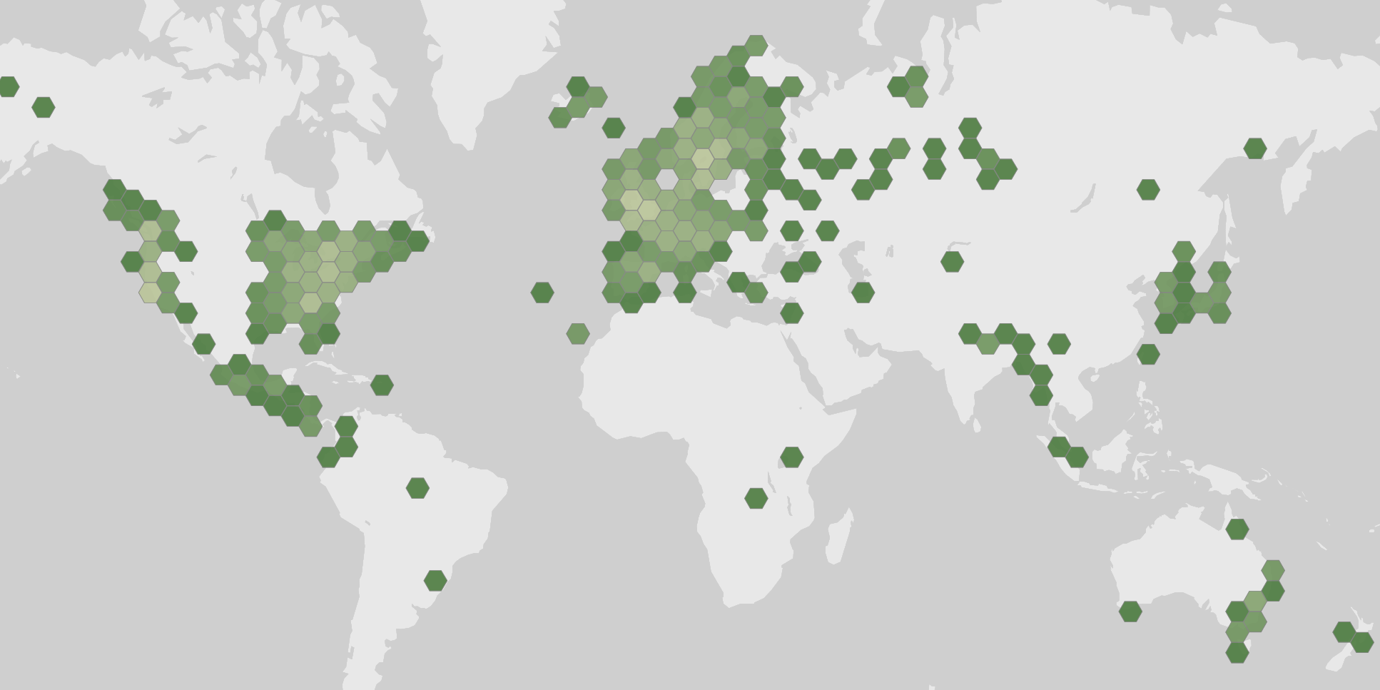 World map showing recorded occurrences of Clavaria fragilis.
