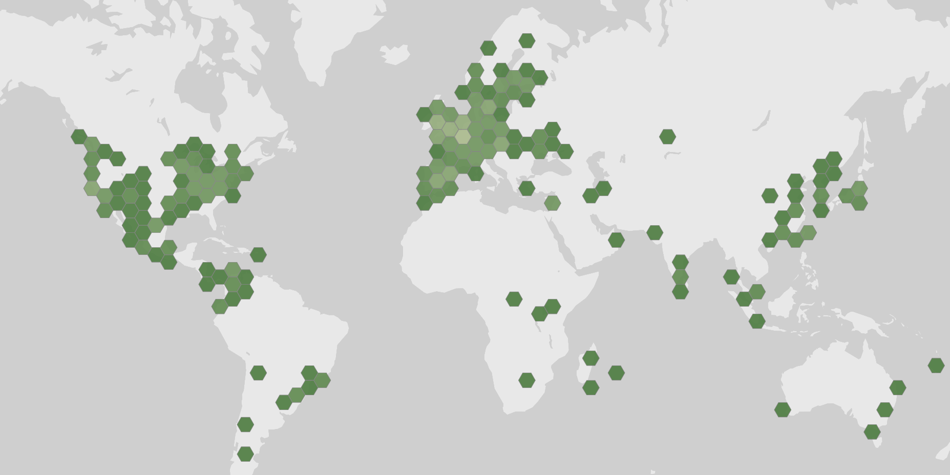 World map showing recorded occurrences of Coprinellus radians.