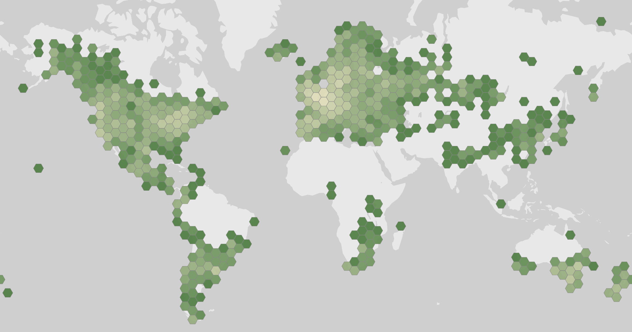 World map showing recorded occurrences of Coprinus comatus.
