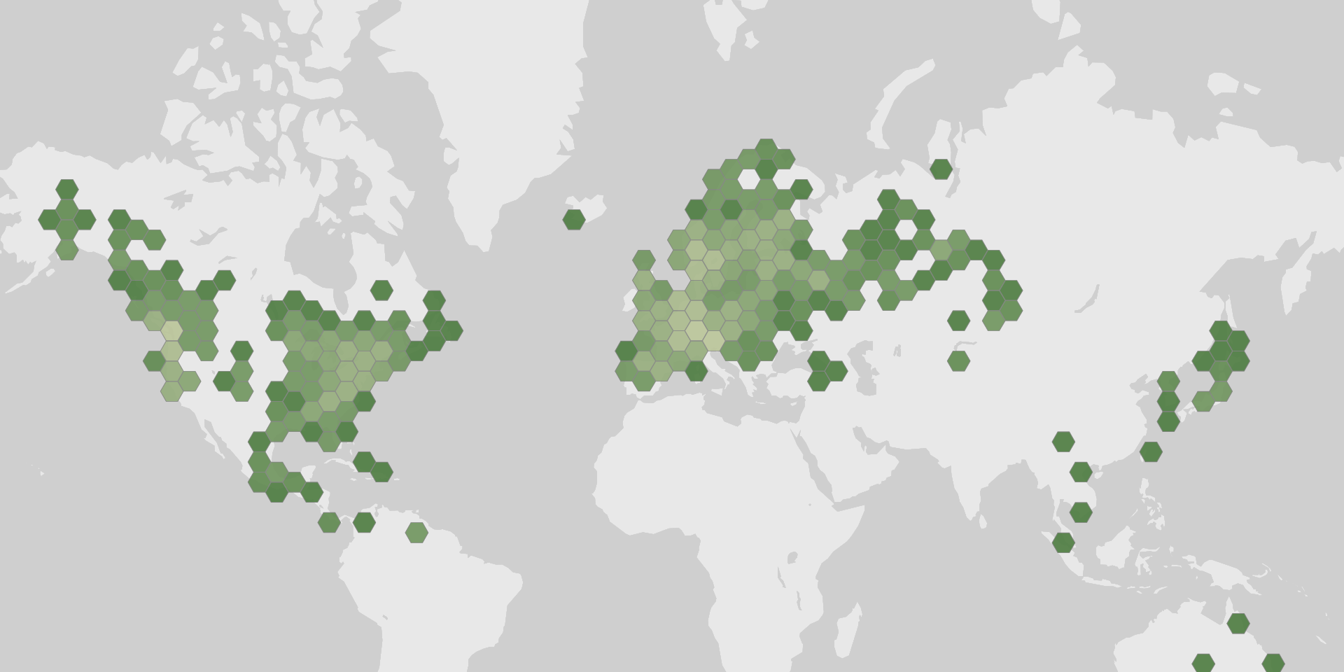 World map showing recorded occurrences of Cortinarius violaceus.