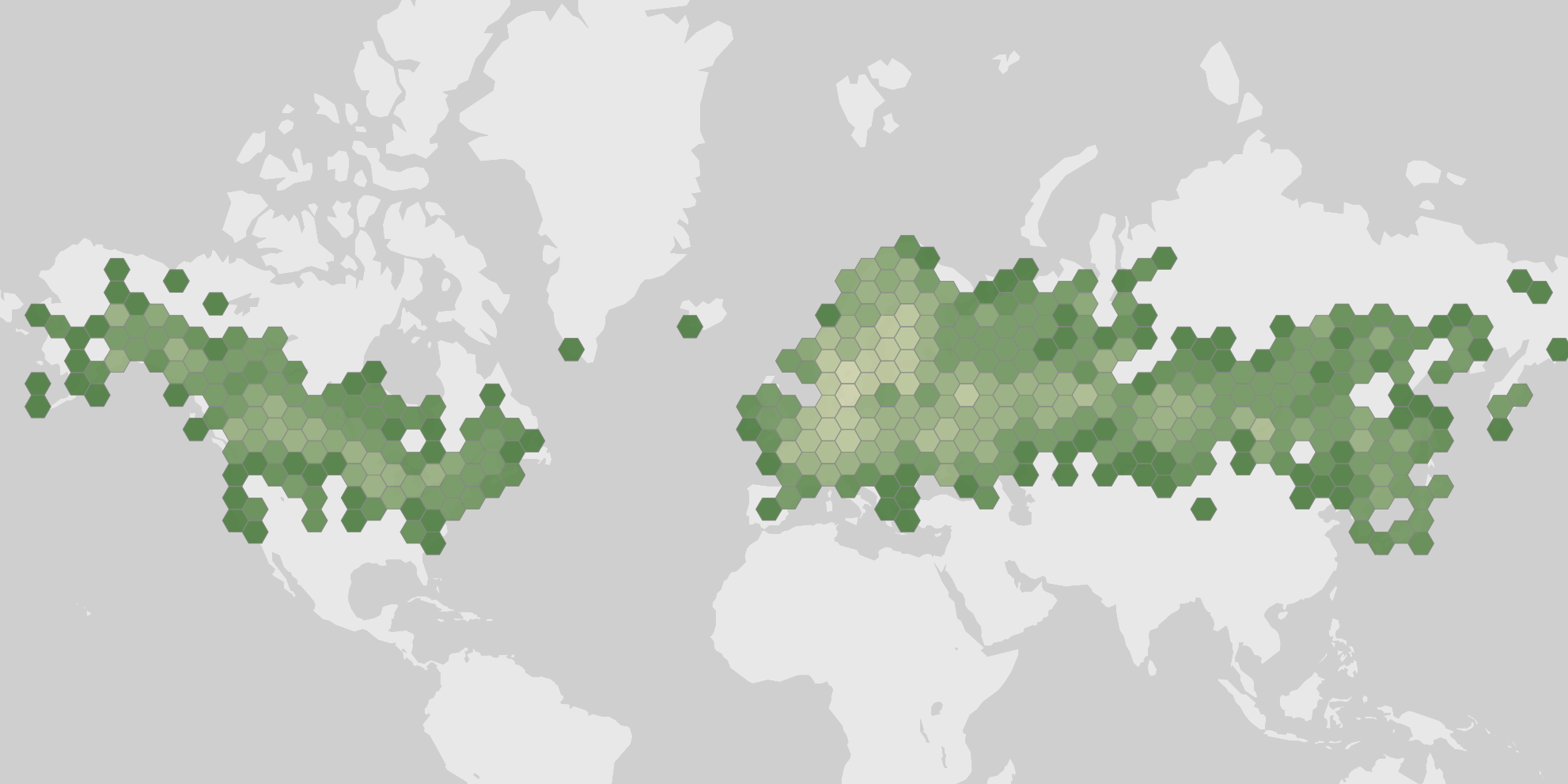 World map showing recorded occurrences of Crepis tectorum.