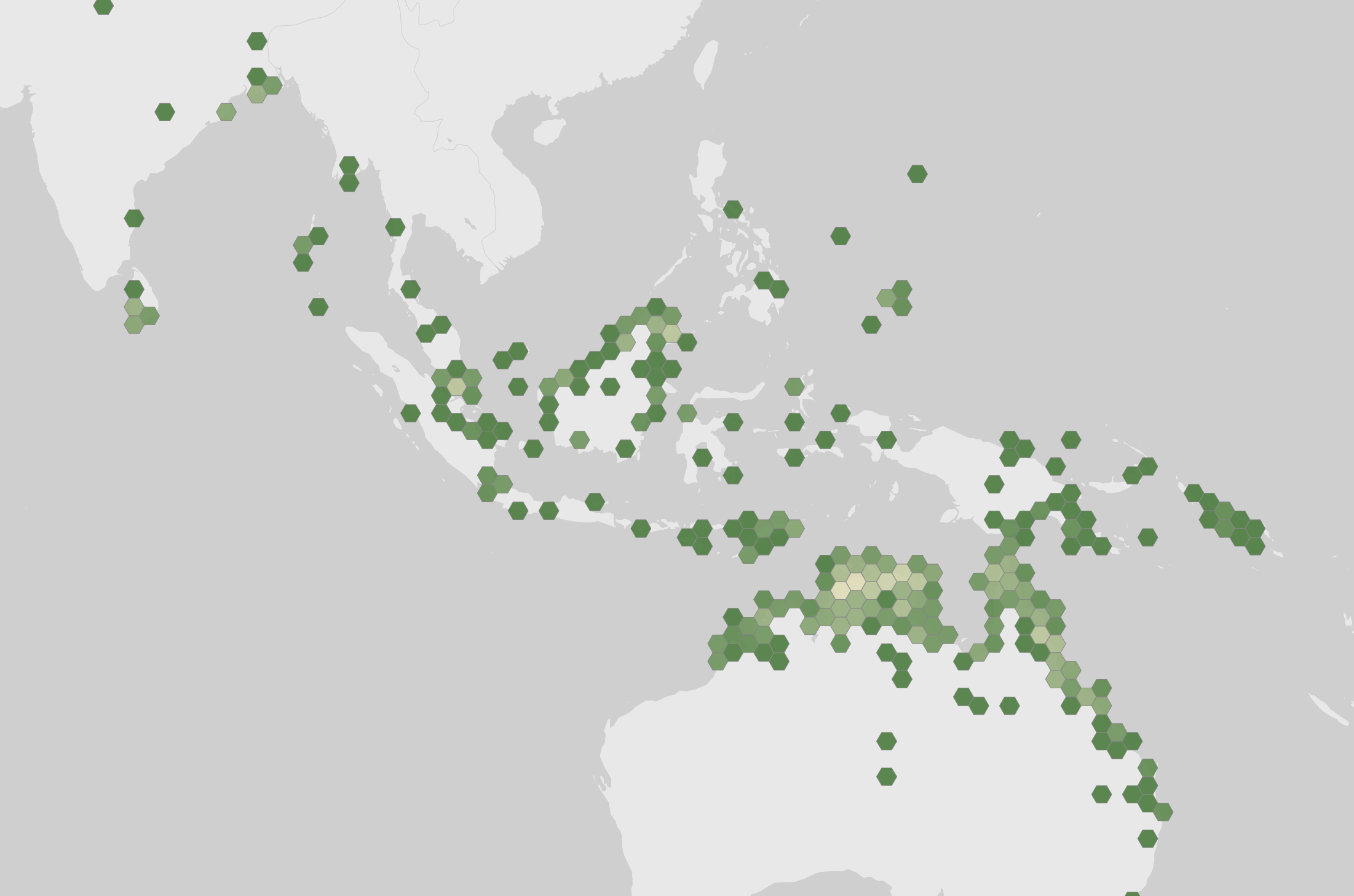 World map showing recorded occurrences of Crocodylus porosus.
