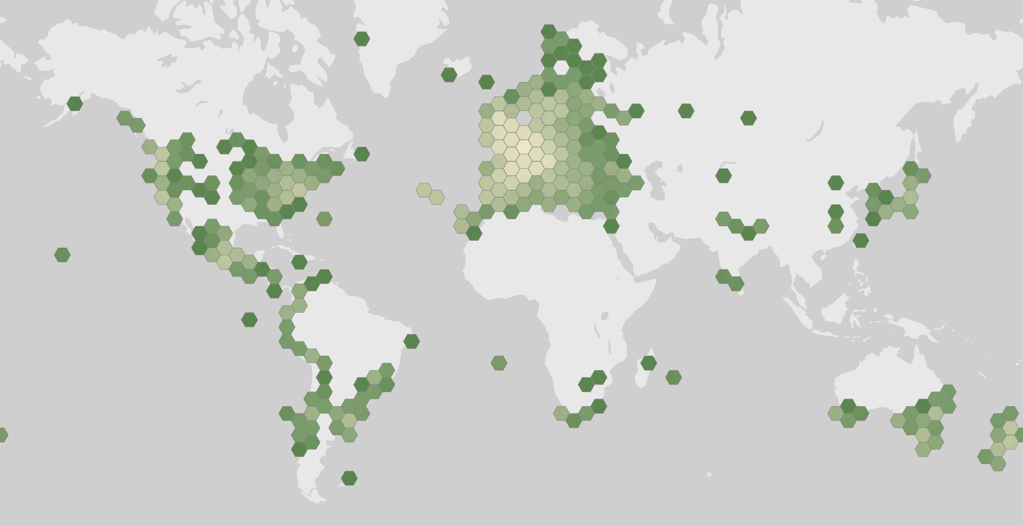 World map showing recorded occurrences of Cymbalaria muralis.