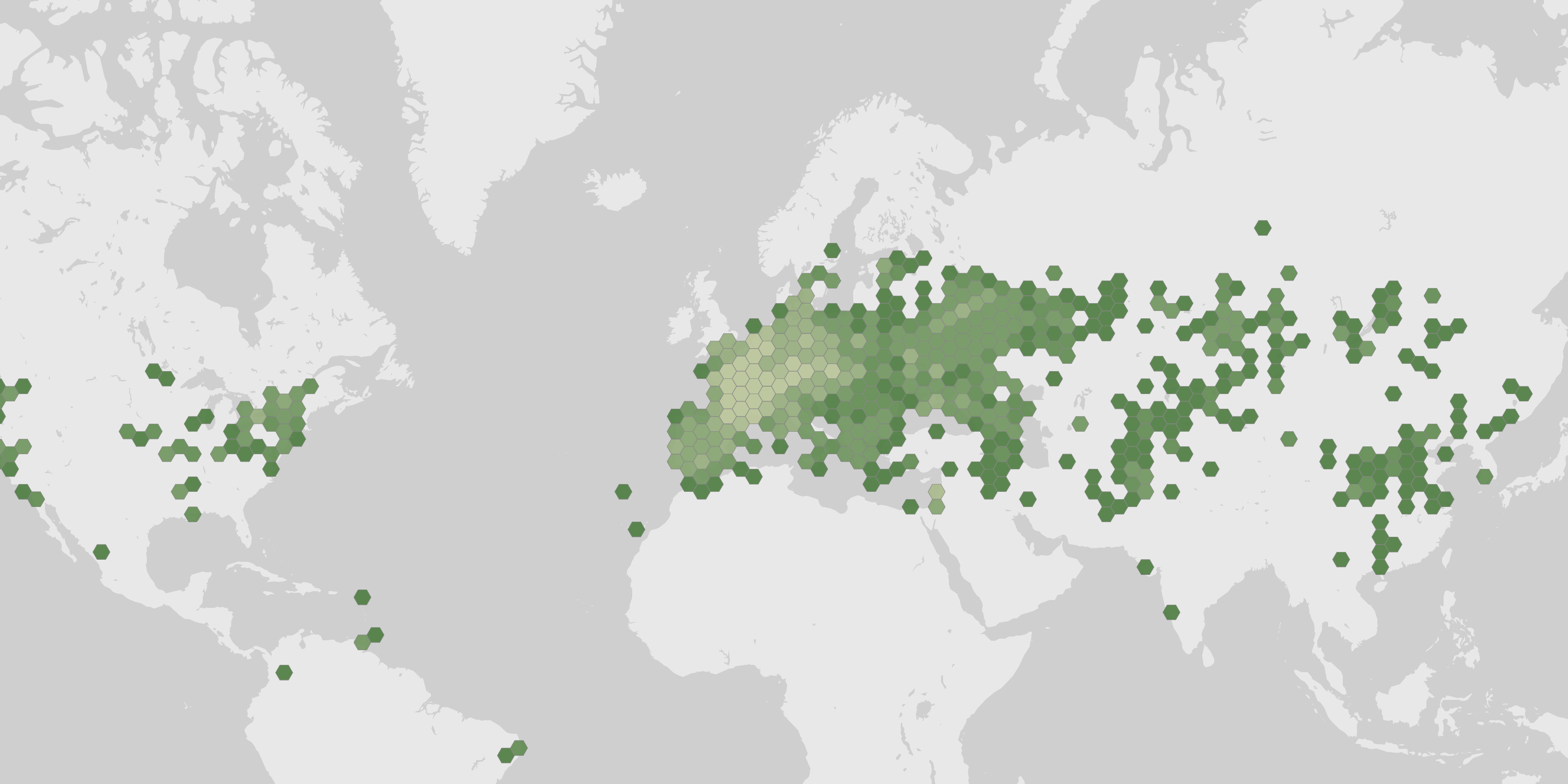 World map showing recorded occurrences of Cyperus fuscus.