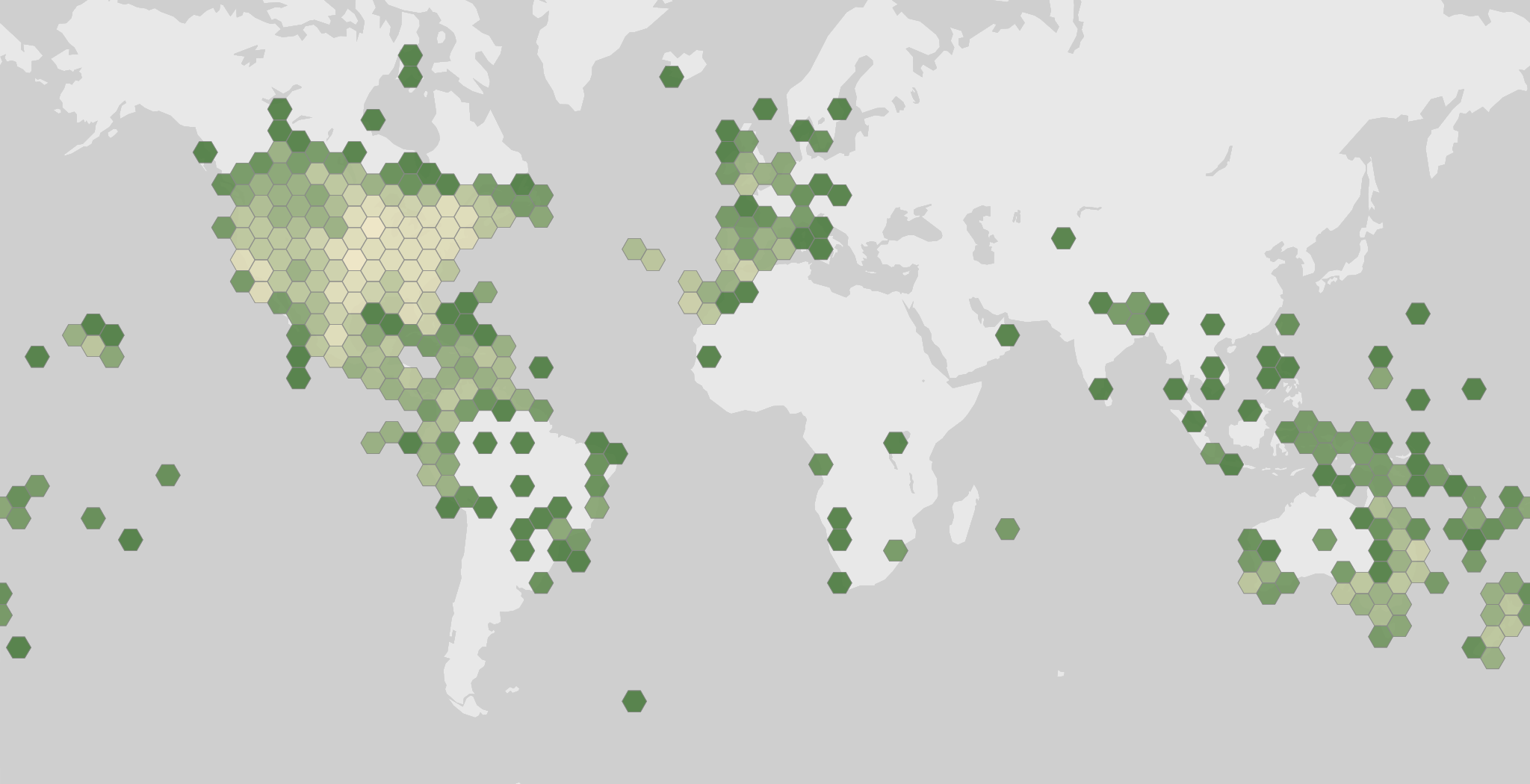 Carte des observations enregistrées de Danaus plexippus