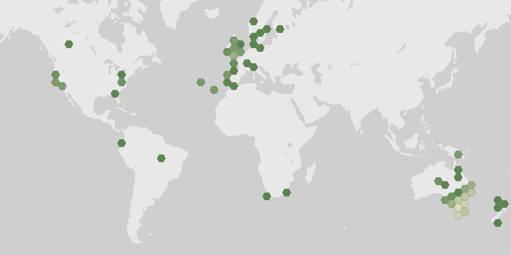 Carte des observations enregistrées de Dicksonia antarctica