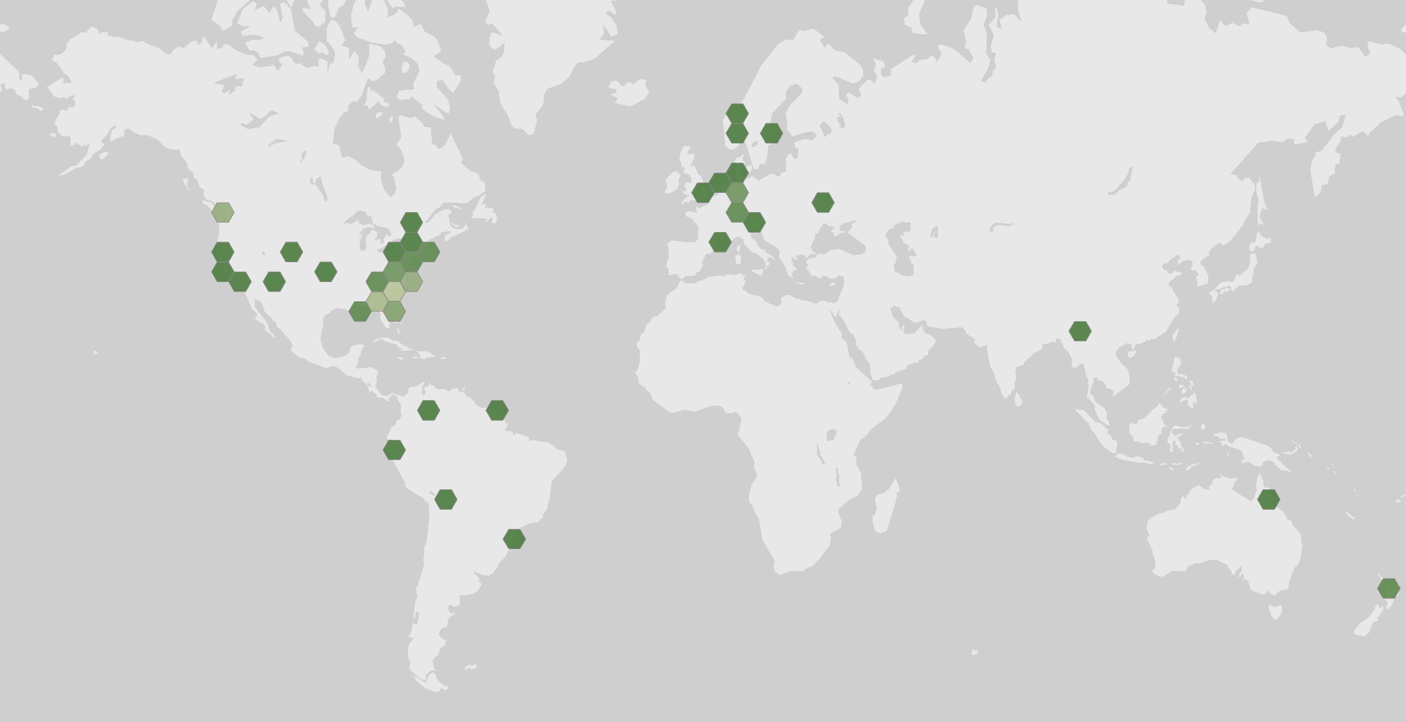 Carte des observations enregistrées de Dionaea muscipula