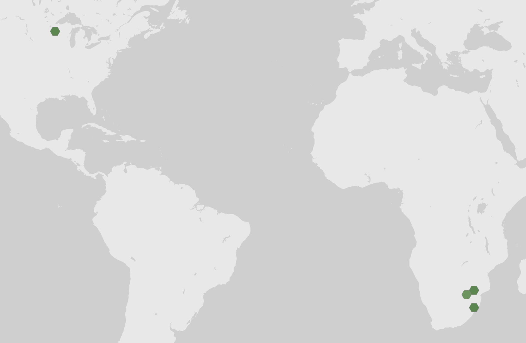 Mappa delle segnalazioni registrate di Encephalartos woodii