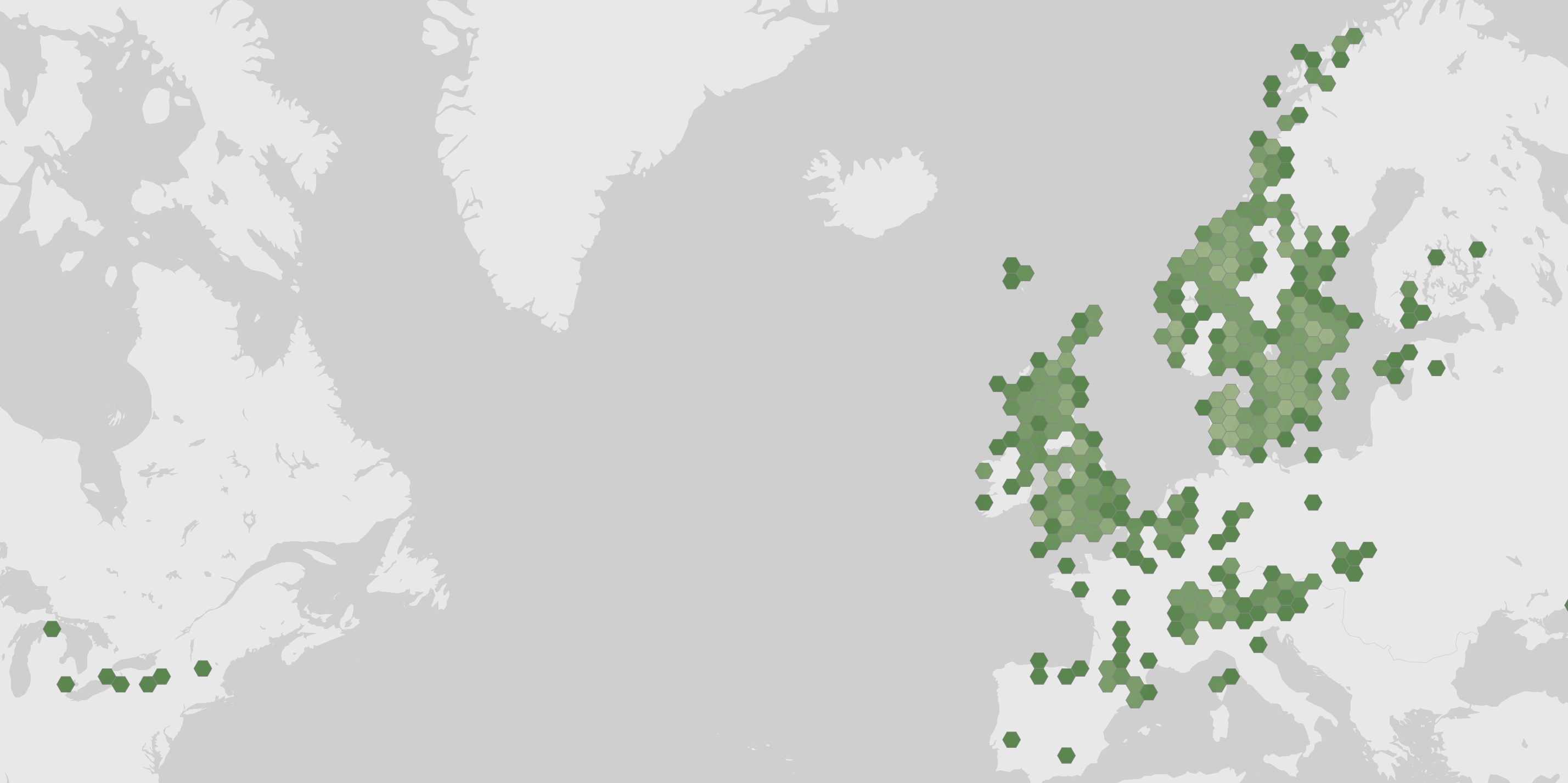 World map showing recorded occurrences of Entoloma prunuloides.